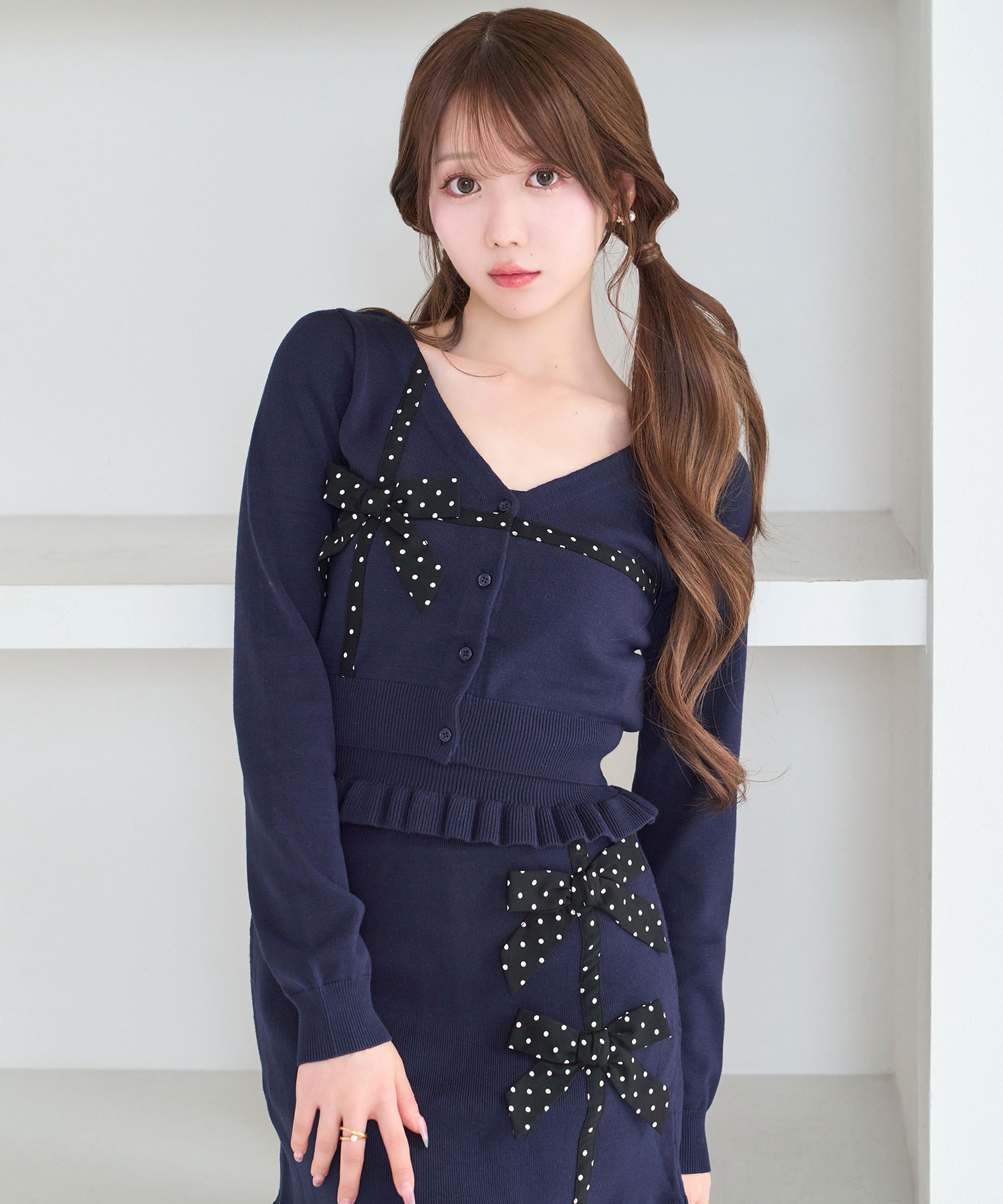 Dot ribbon knit 3P set