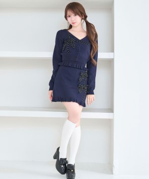 Dot ribbon knit 3P set