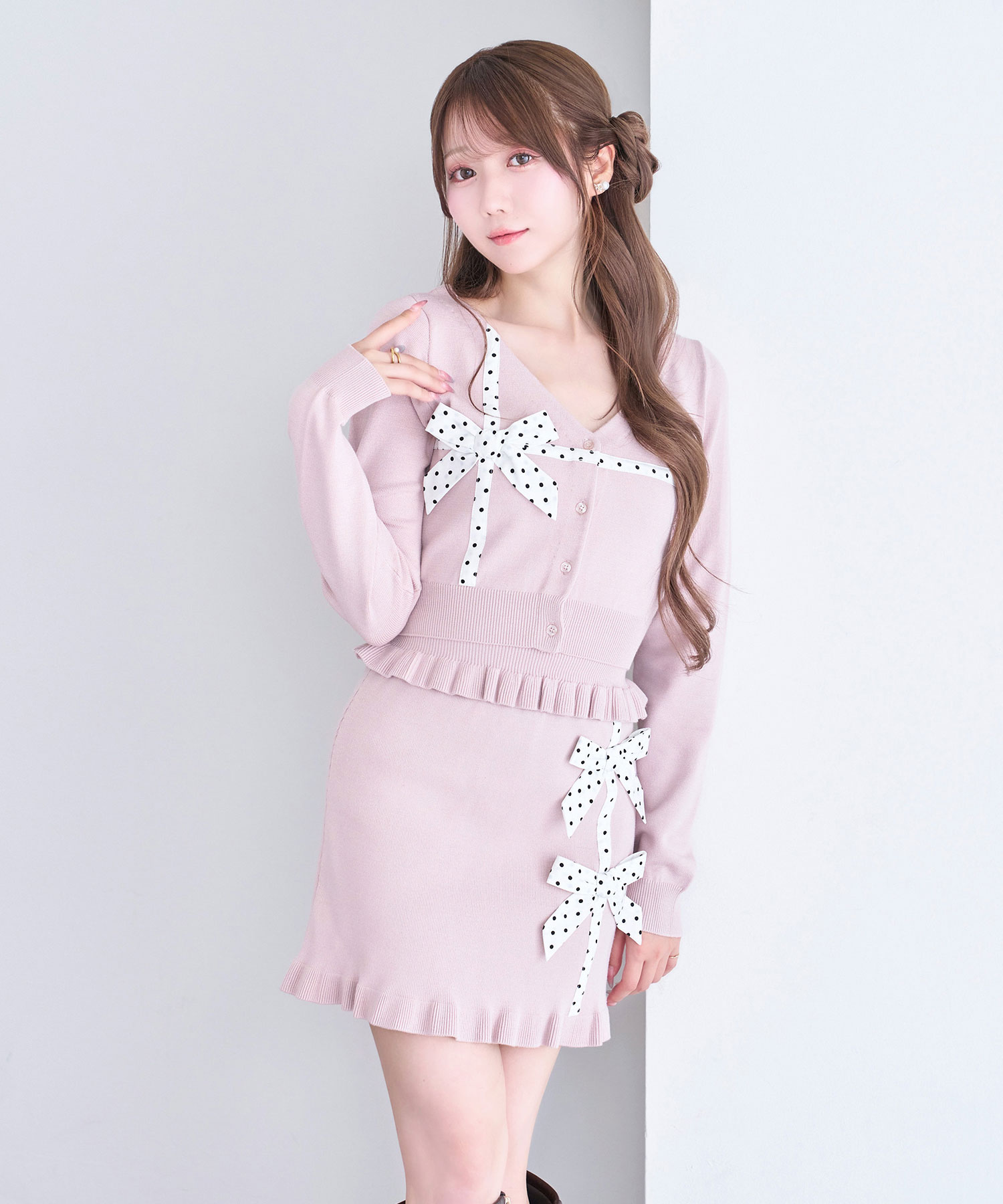 Dot ribbon knit 3P set