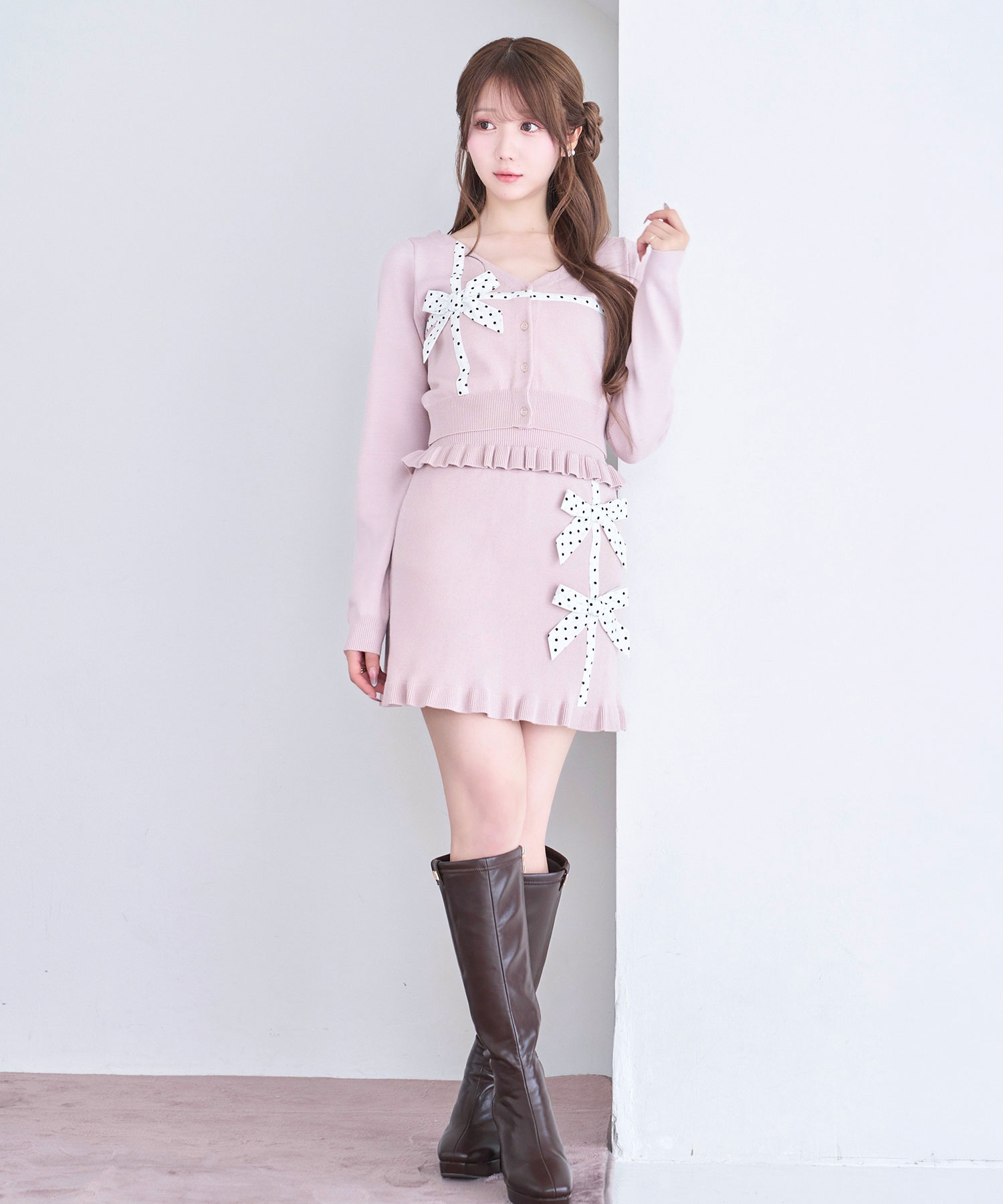 Dot ribbon knit 3P set
