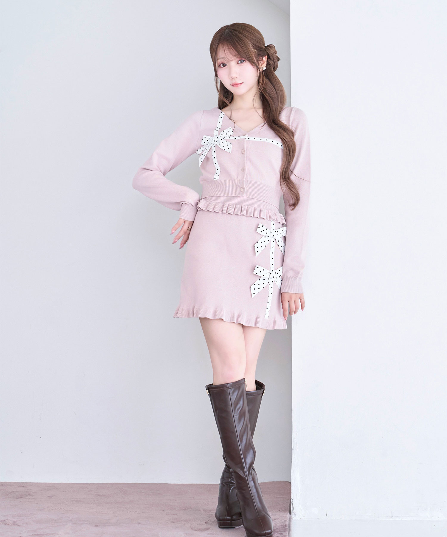 Dot ribbon knit 3P set