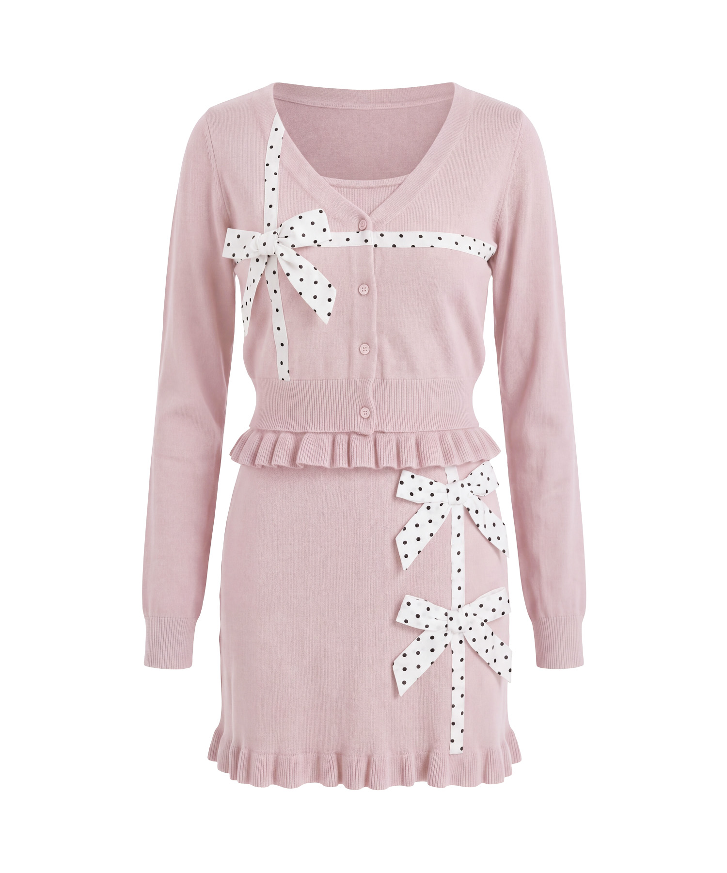 Dot ribbon knit 3P set