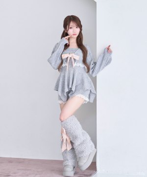 Irregular hem 3P knit set