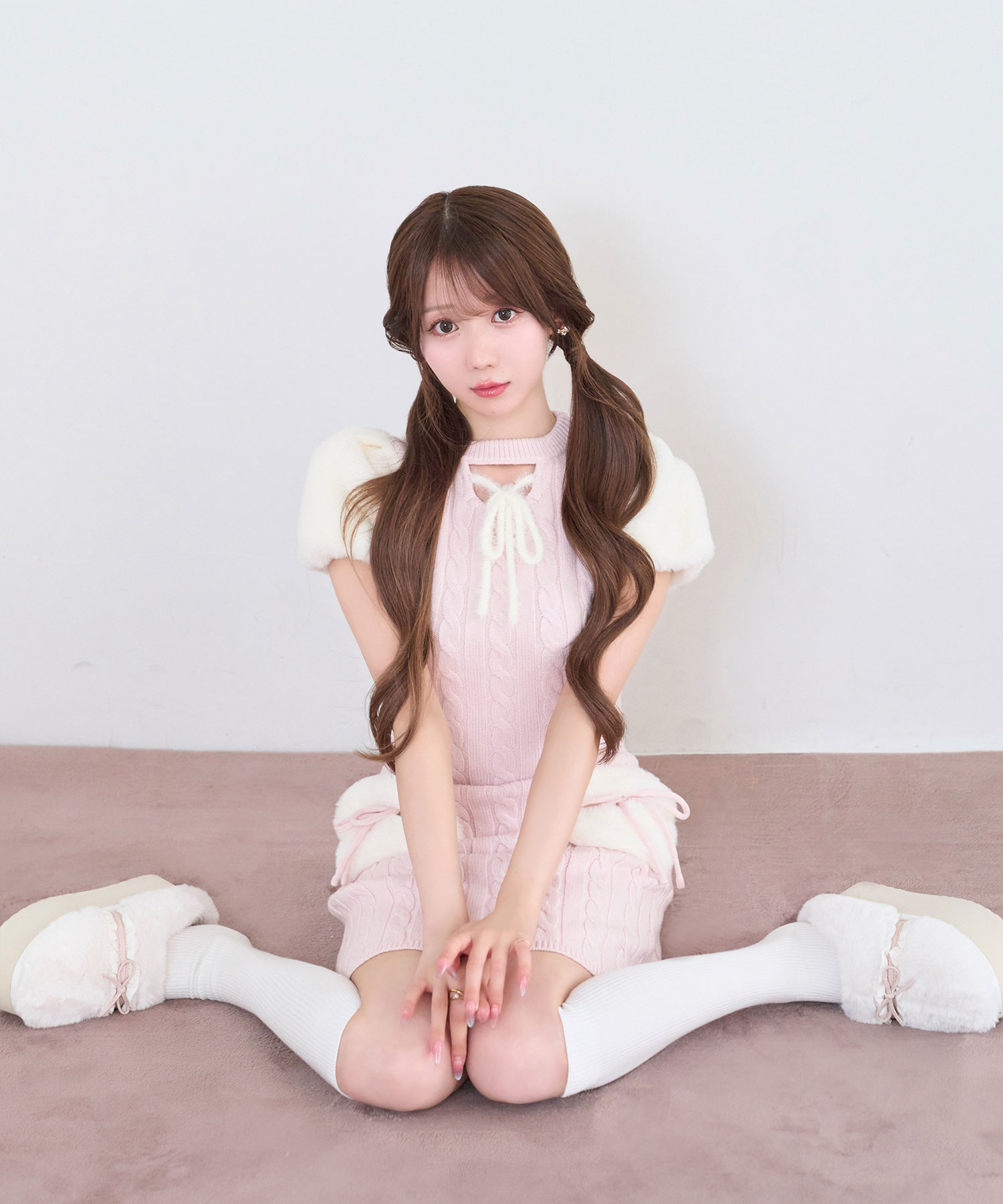 Fur point knit mini onepiece