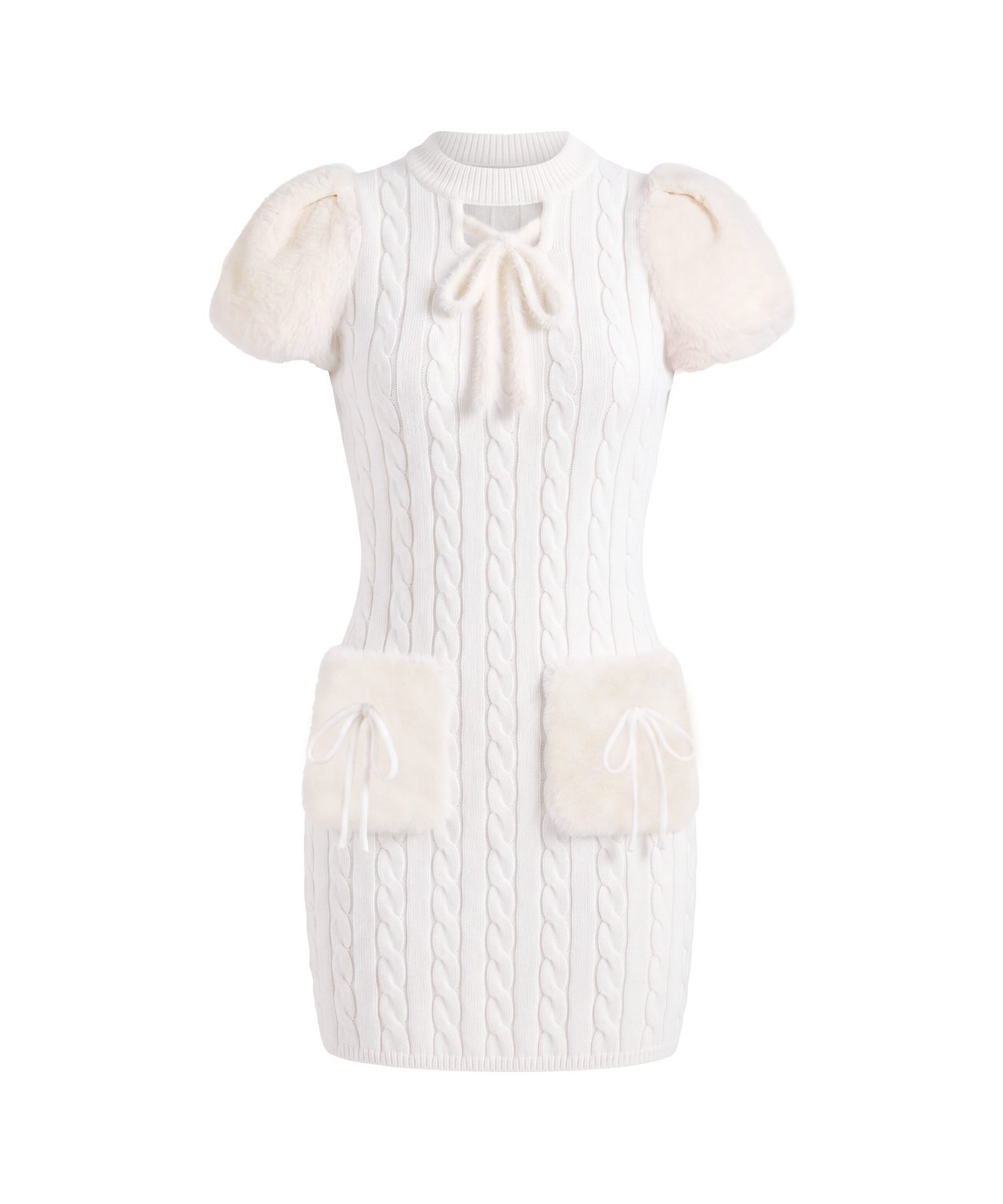 Fur point knit mini onepiece