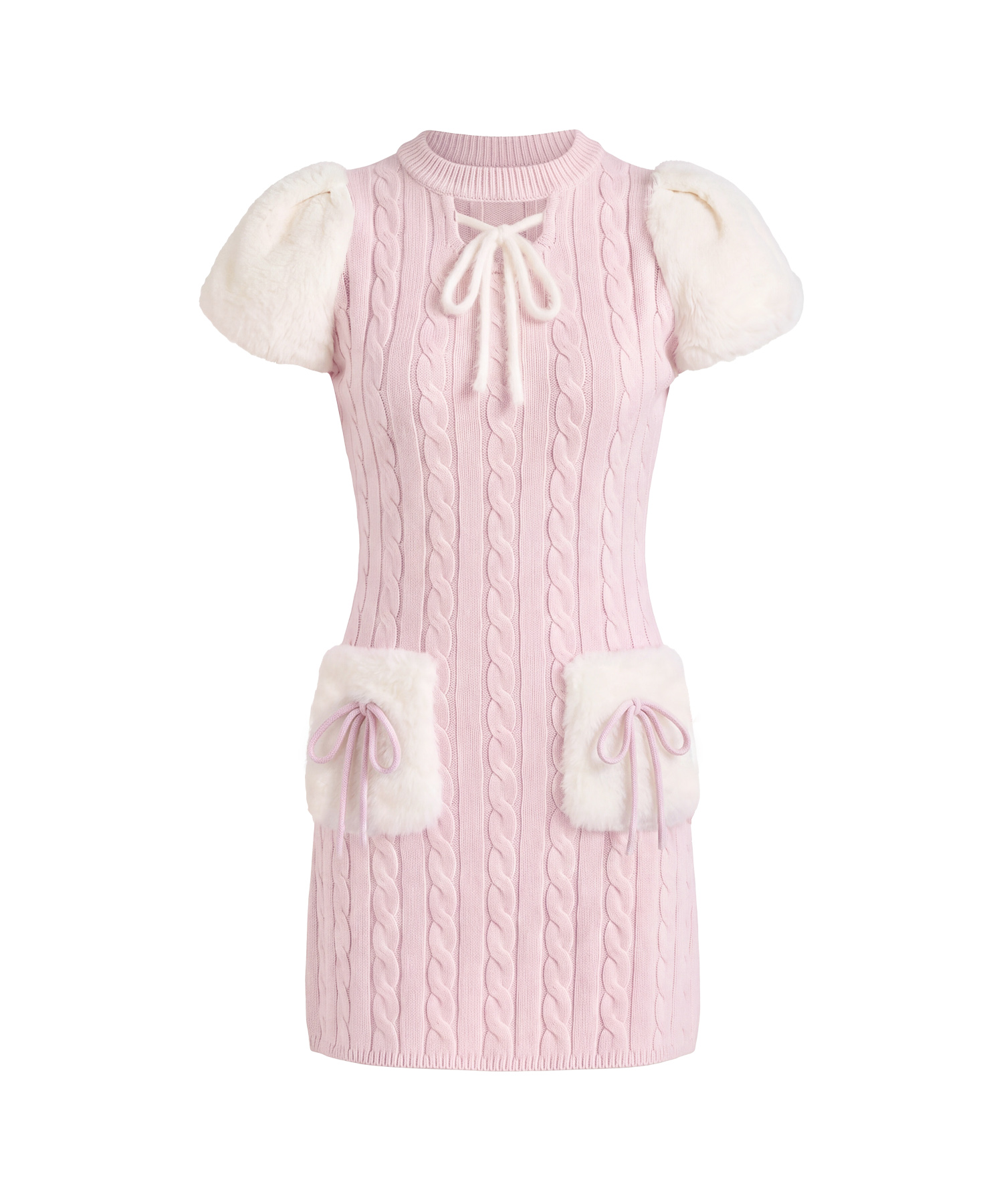 Fur point knit mini onepiece