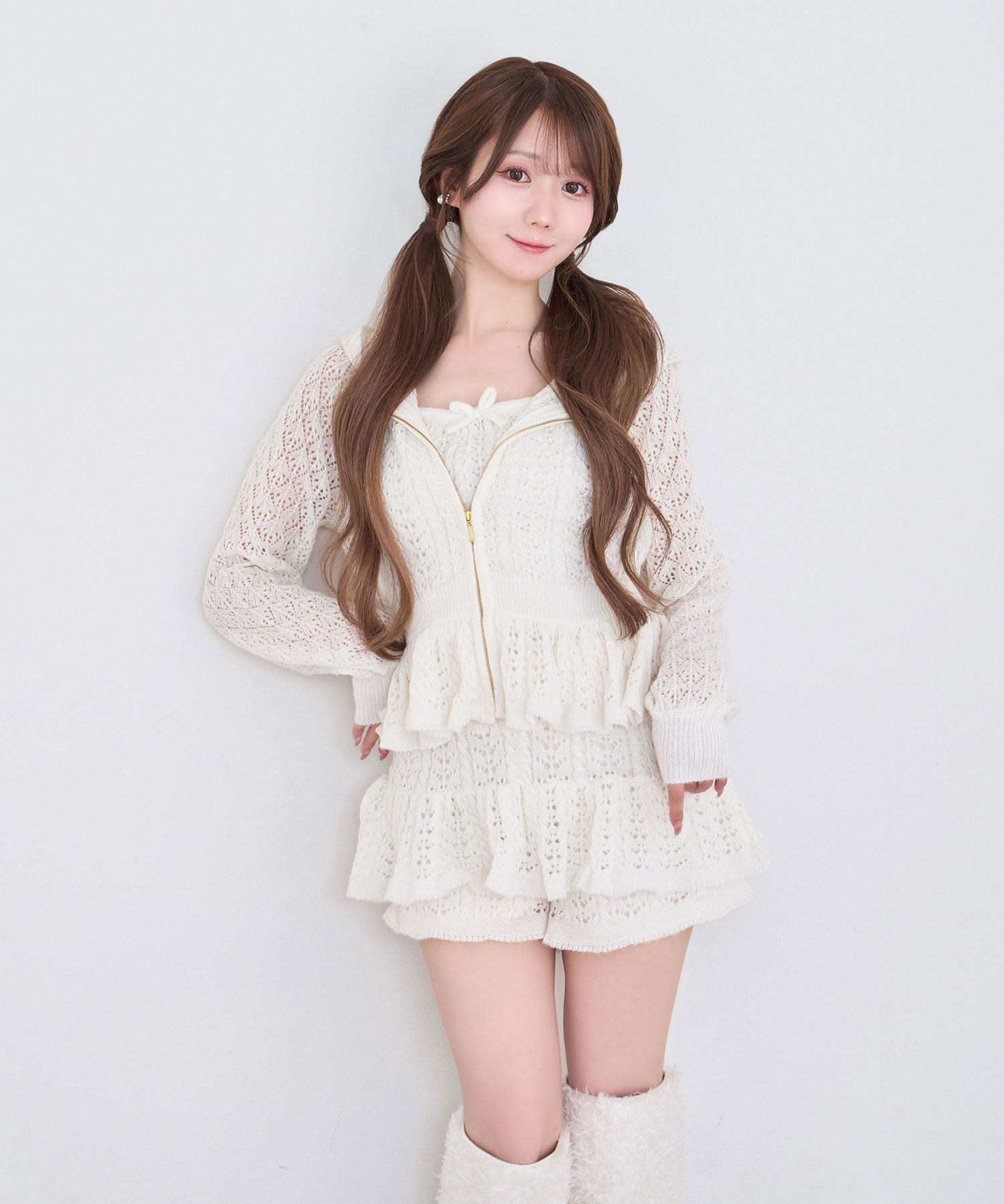 Crochet knit hoodie pants set