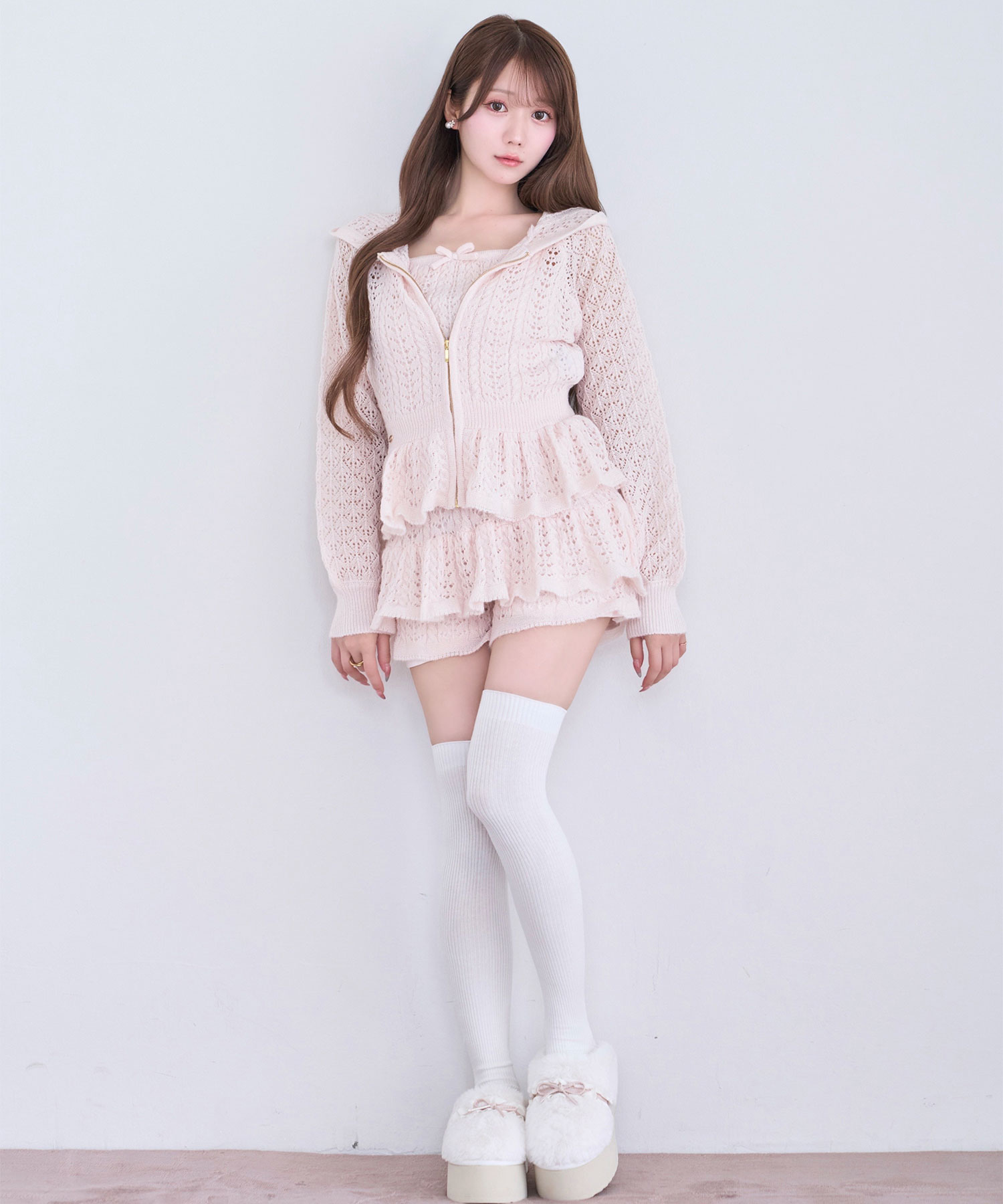 Crochet knit hoodie pants set