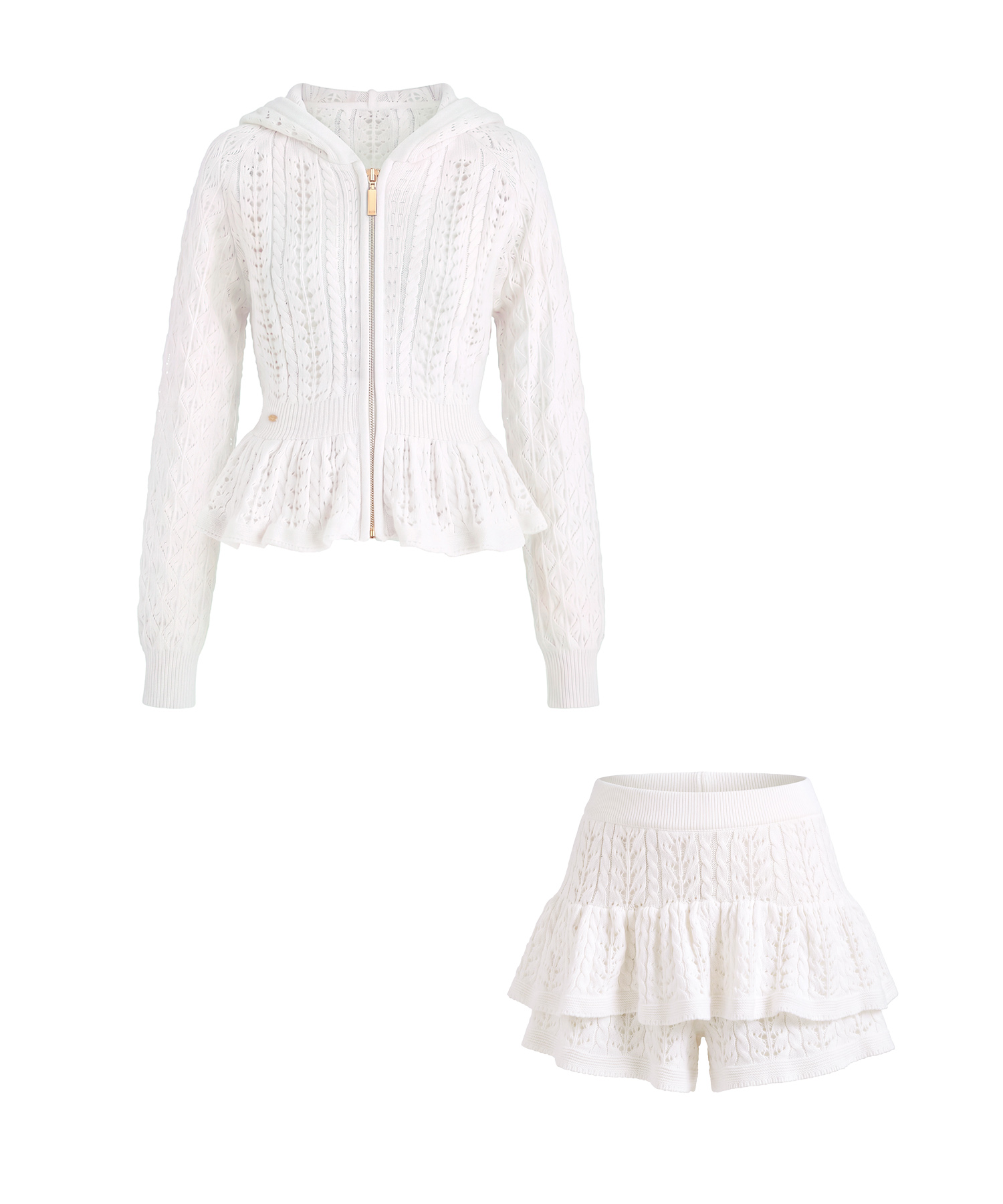 Crochet knit hoodie pants set