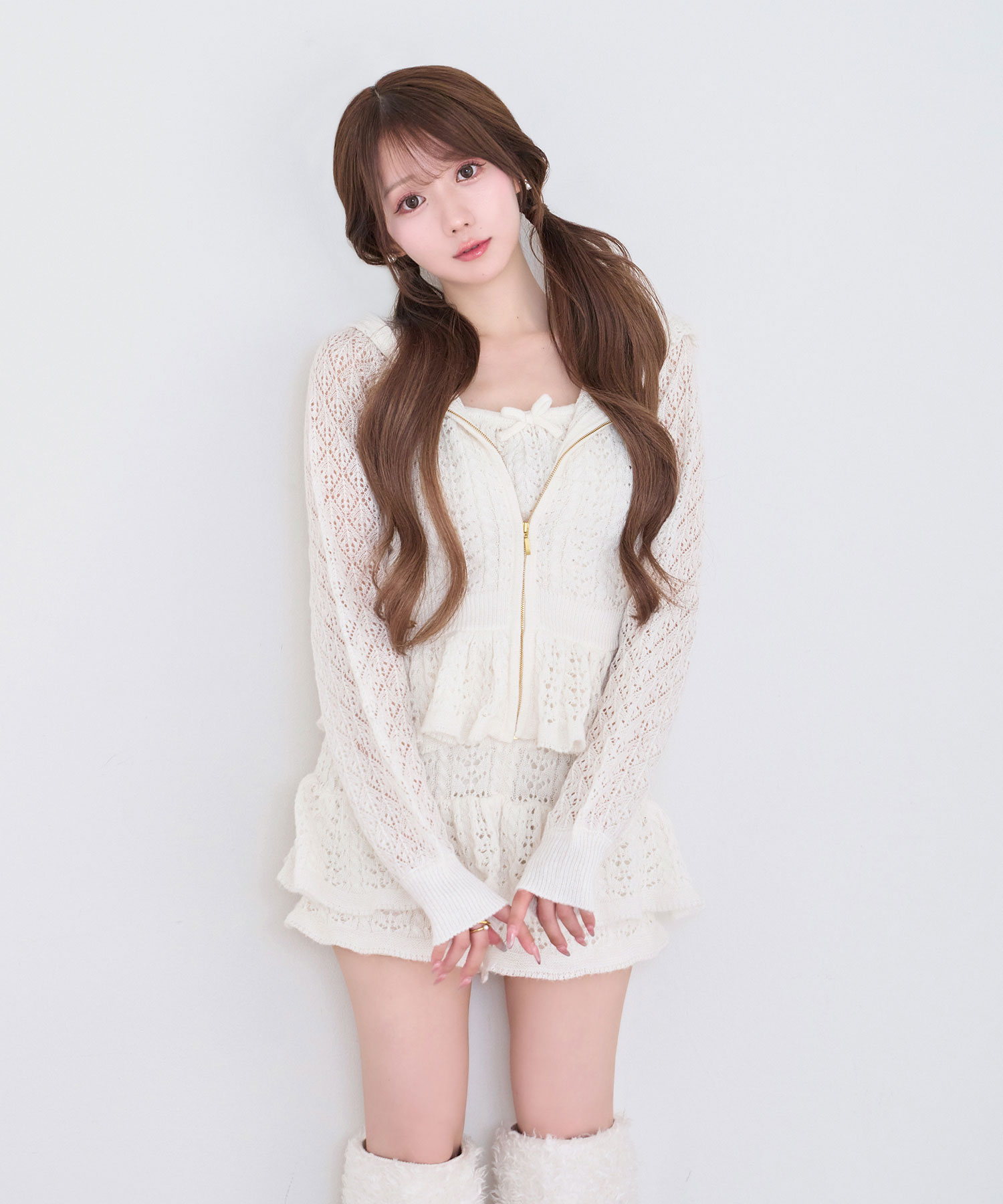 Crochet knit hoodie pants set