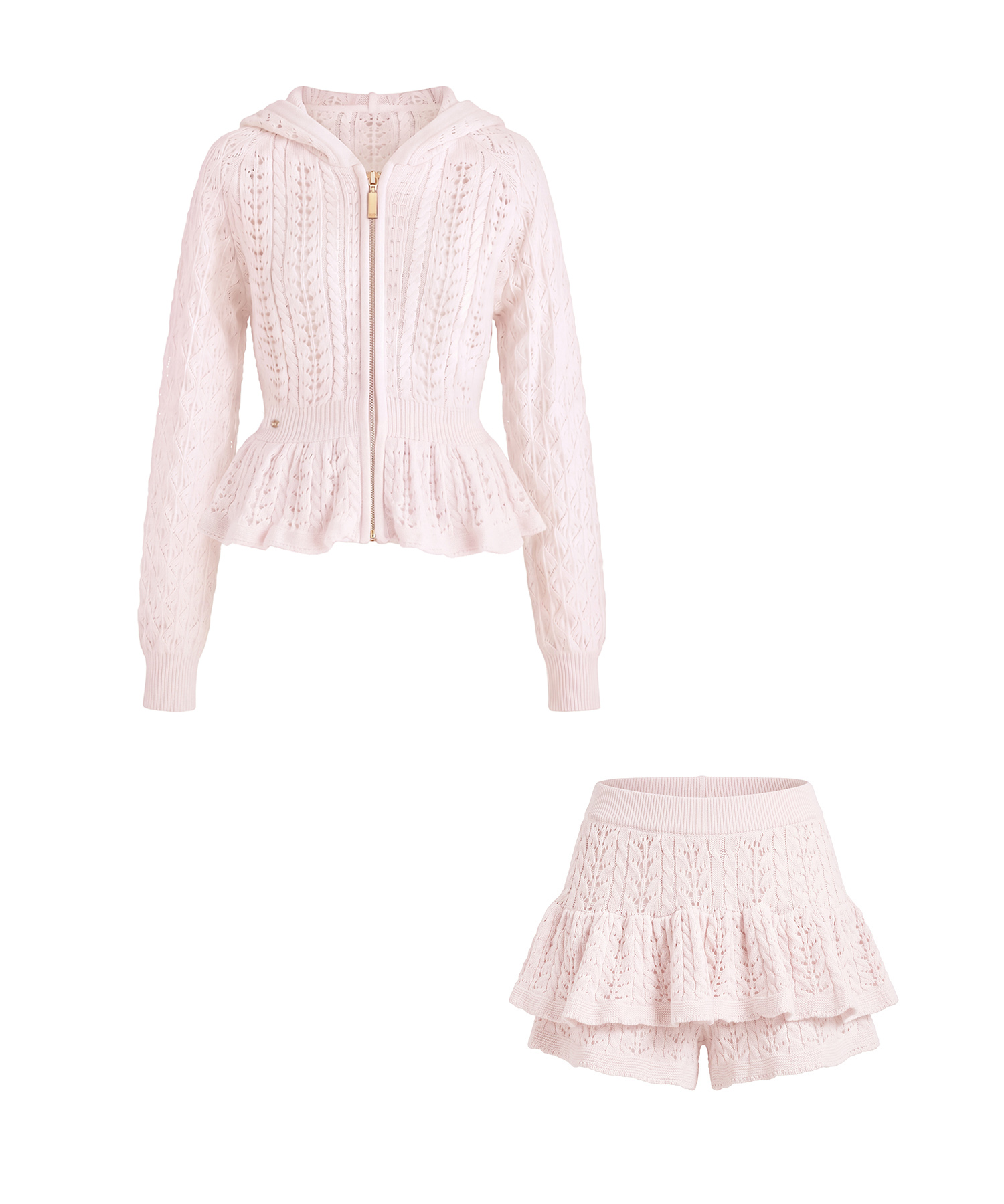Crochet knit hoodie pants set