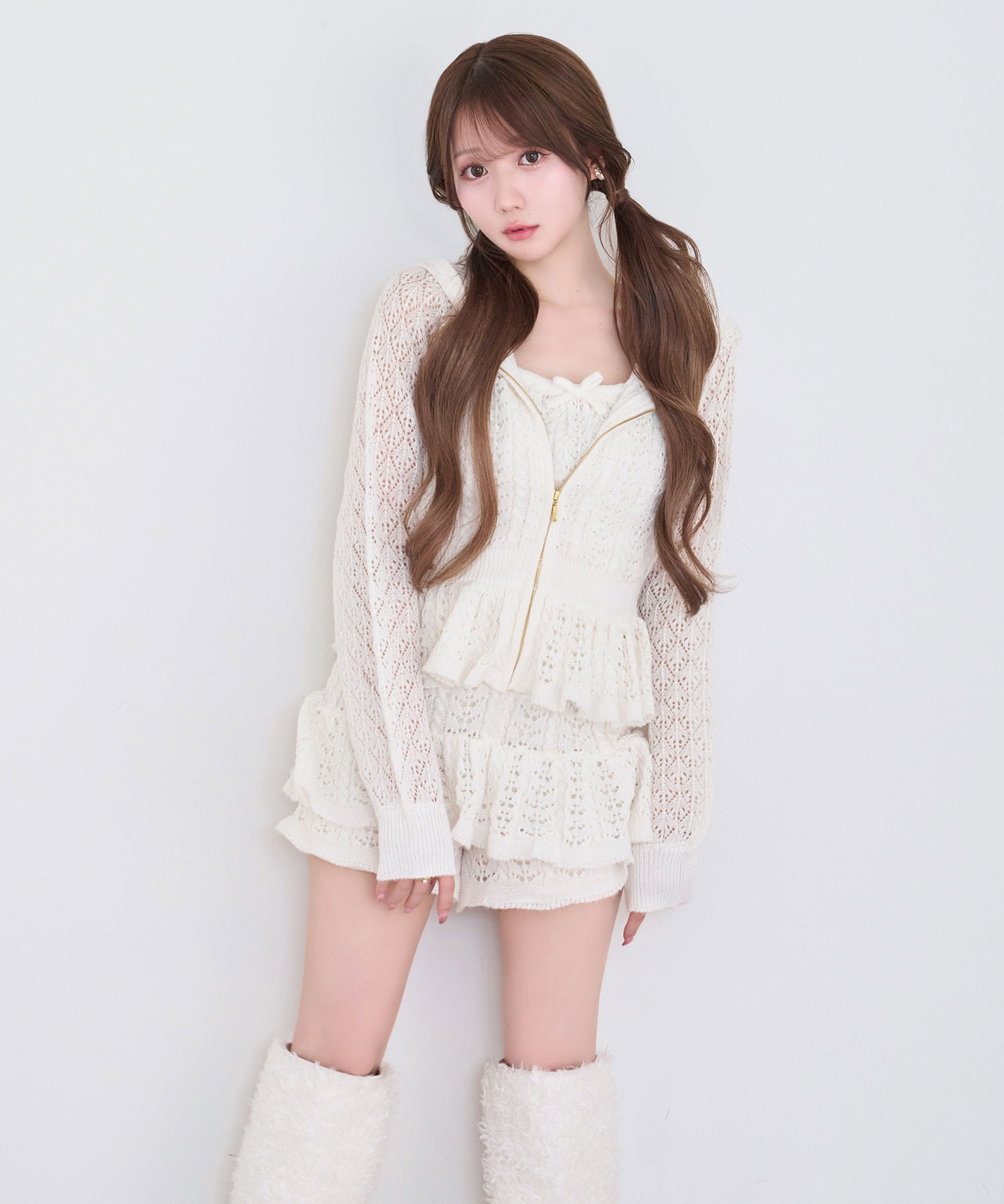 Crochet knit hoodie pants set