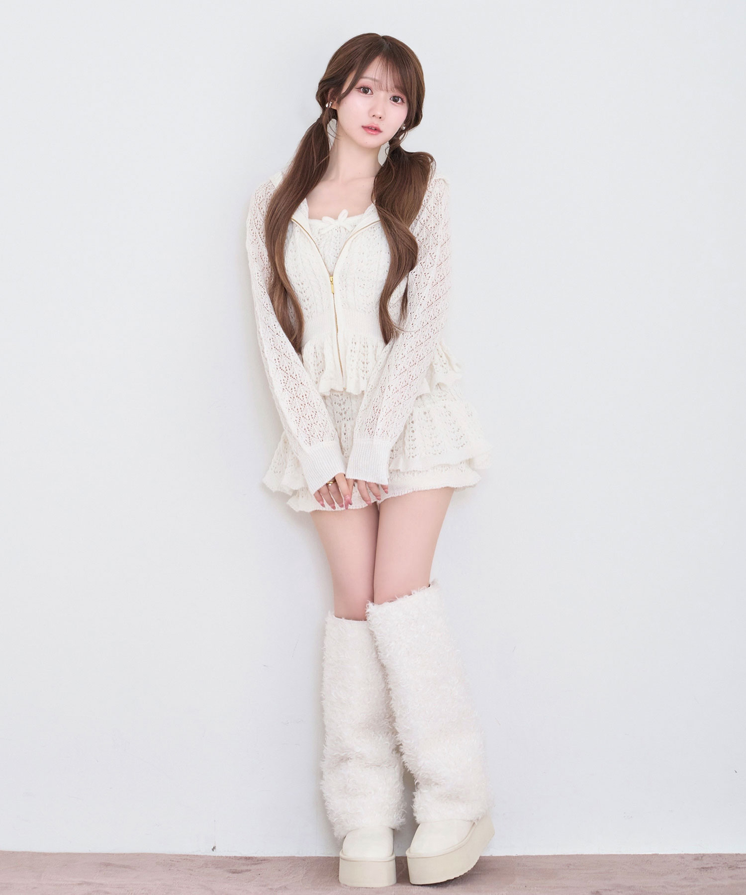 Crochet knit hoodie pants set