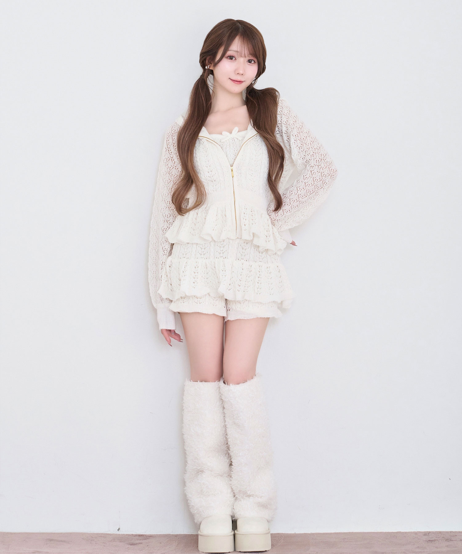 Crochet knit hoodie pants set