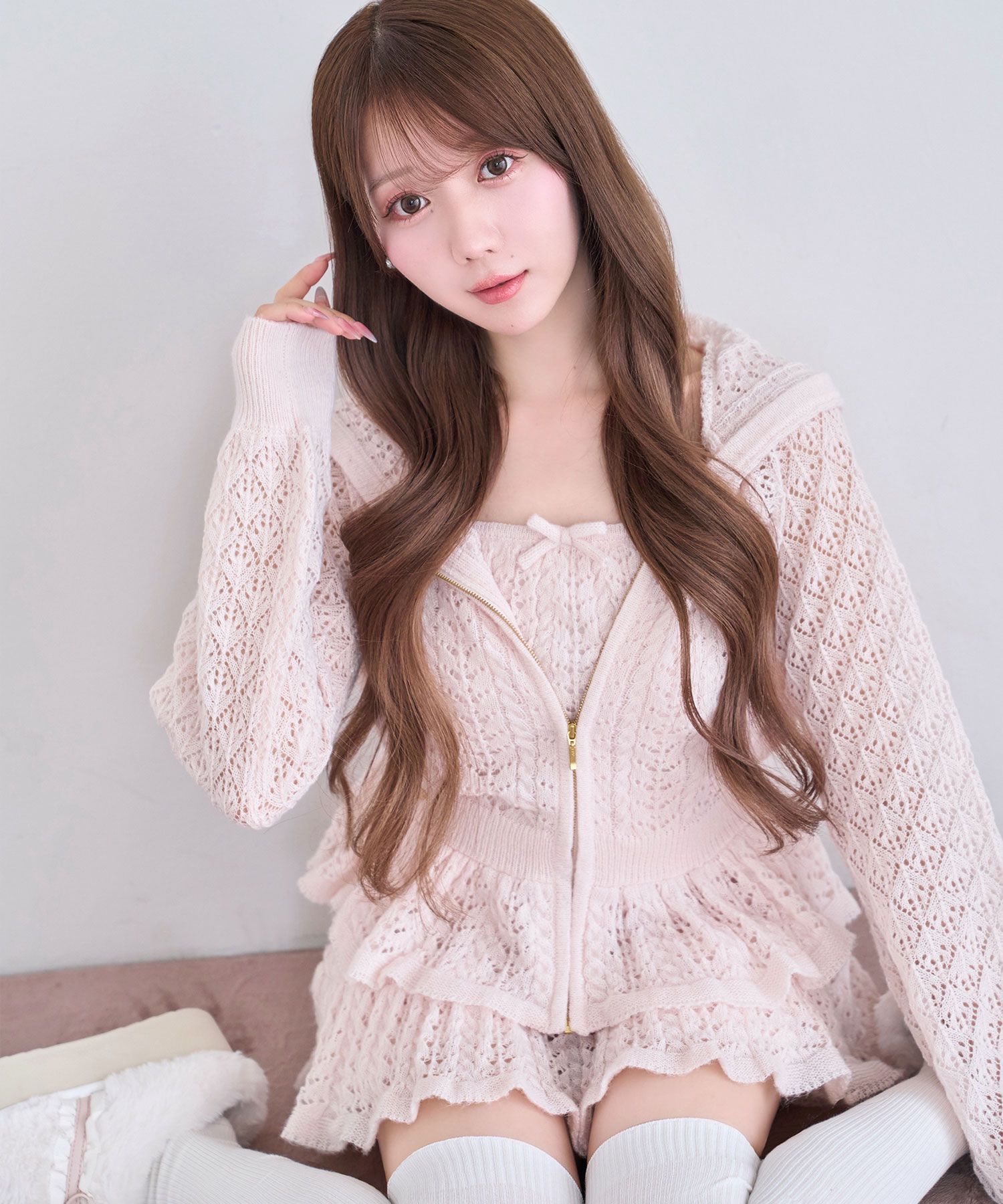 Crochet knit hoodie pants set