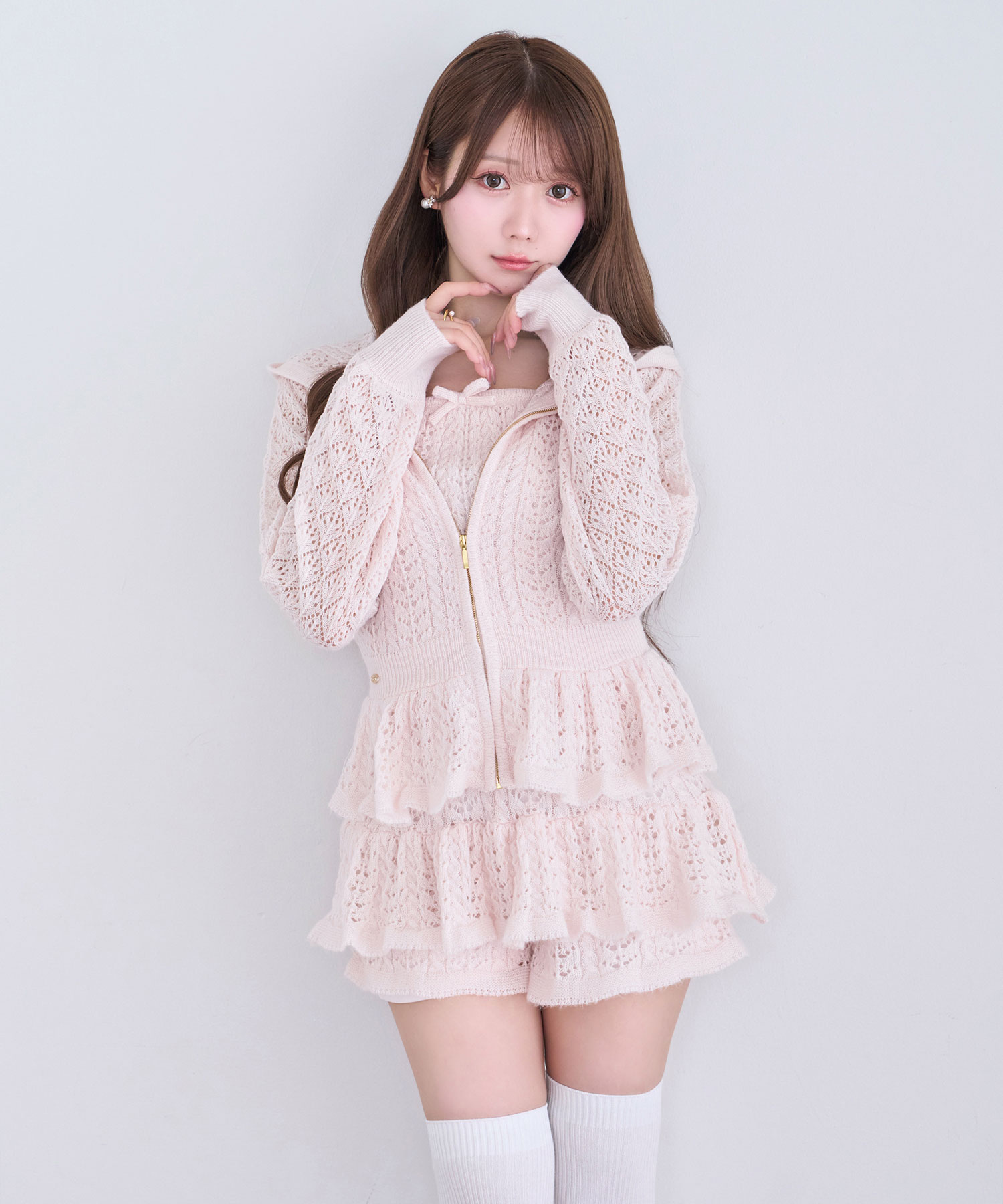 Crochet knit hoodie pants set