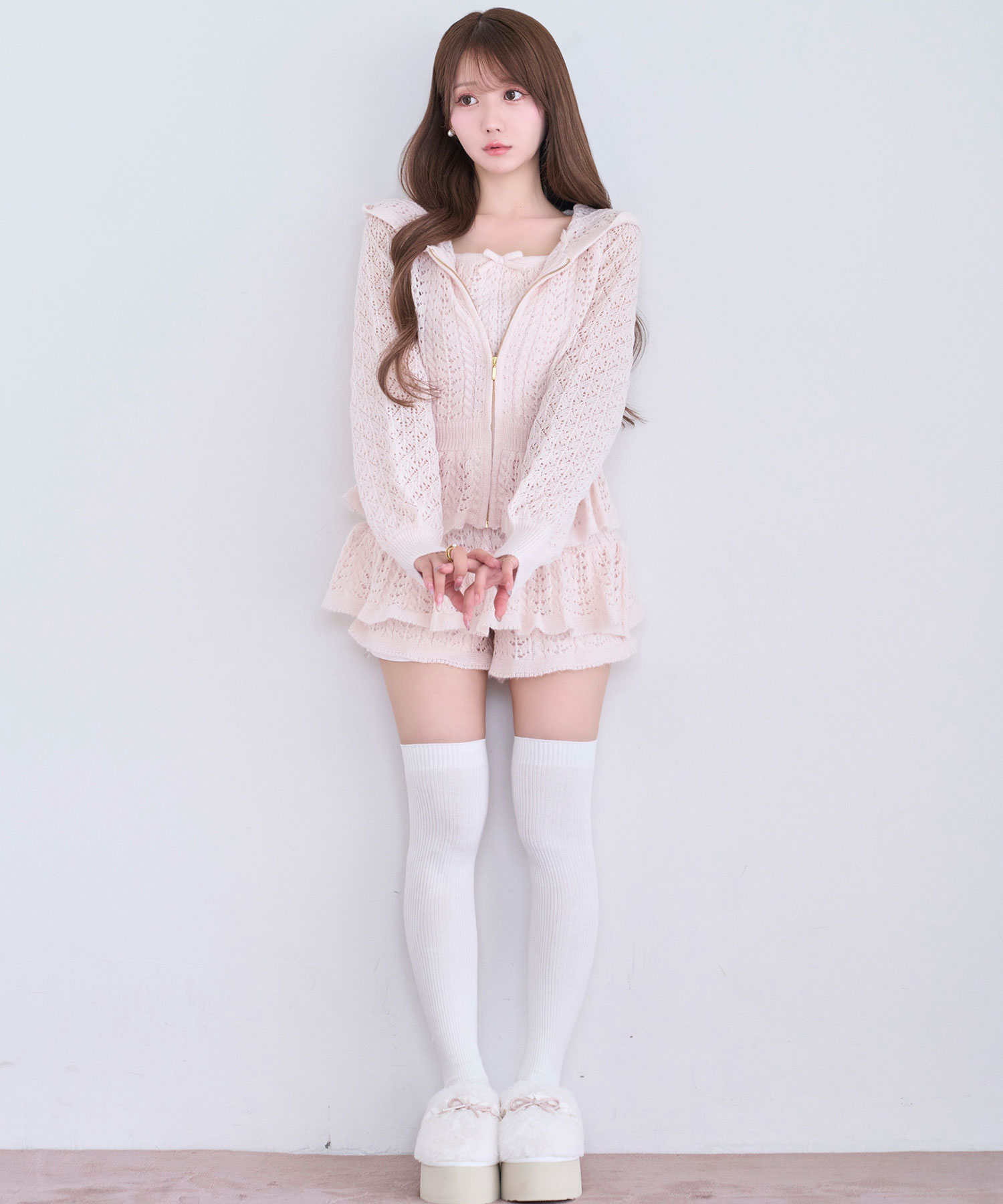 Crochet knit hoodie pants set