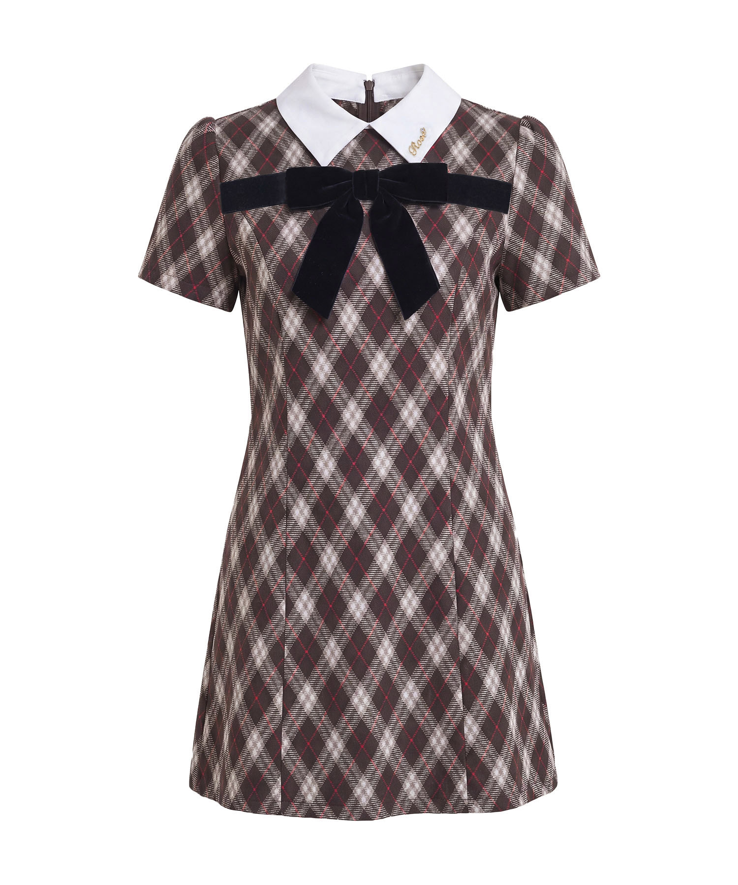 Ribbon point check mini shirts o/p