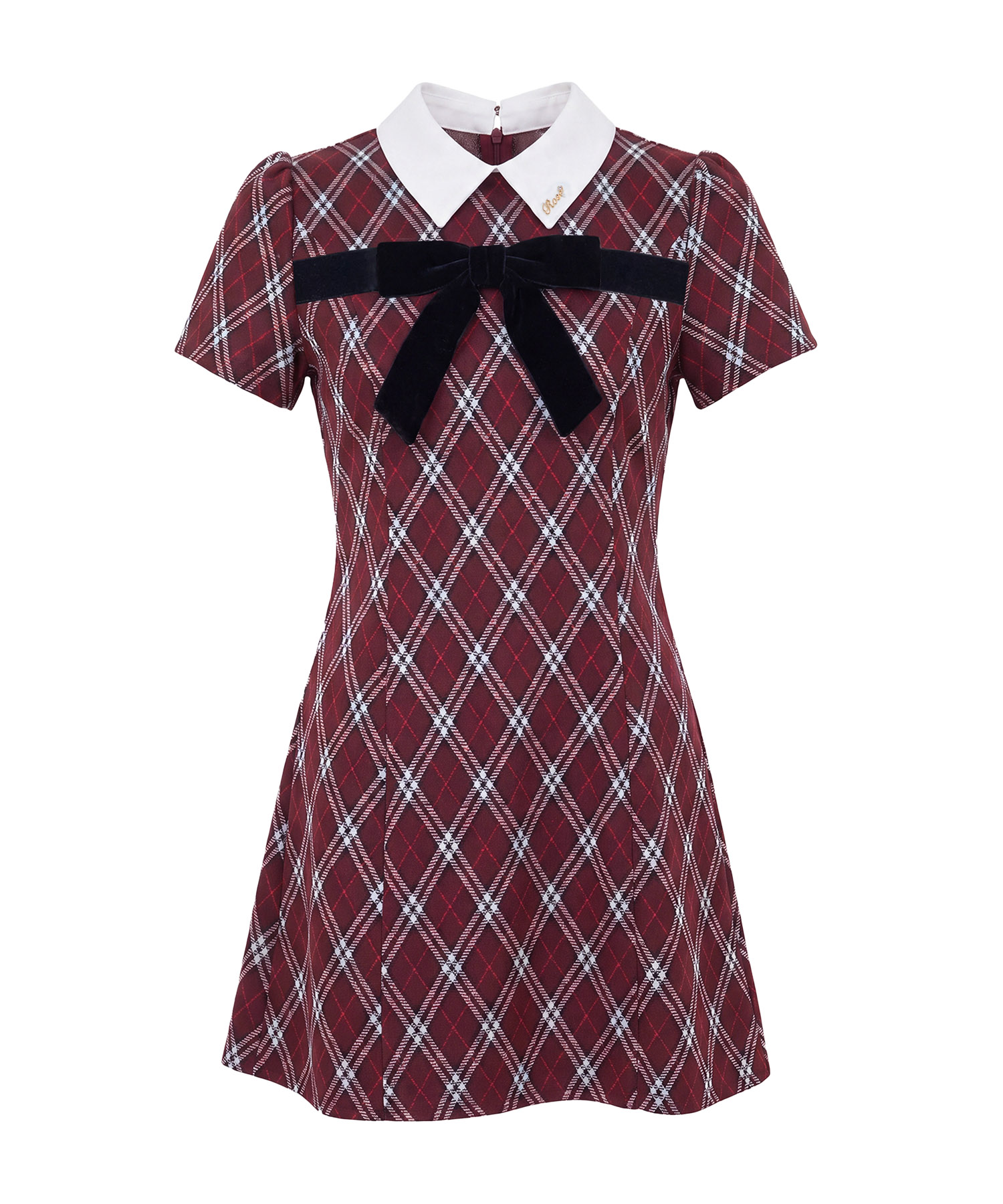 Ribbon point check mini shirts o/p