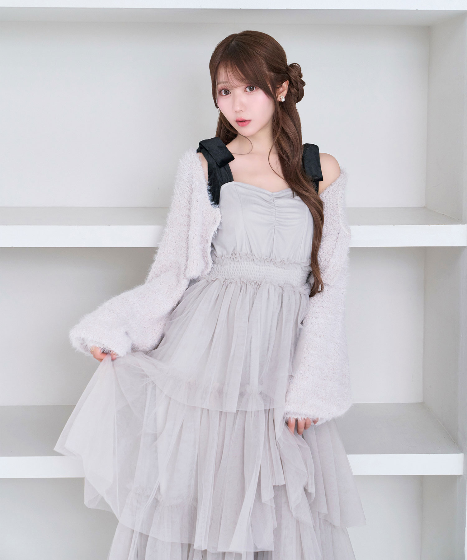 Asymme hem tulle cami dress