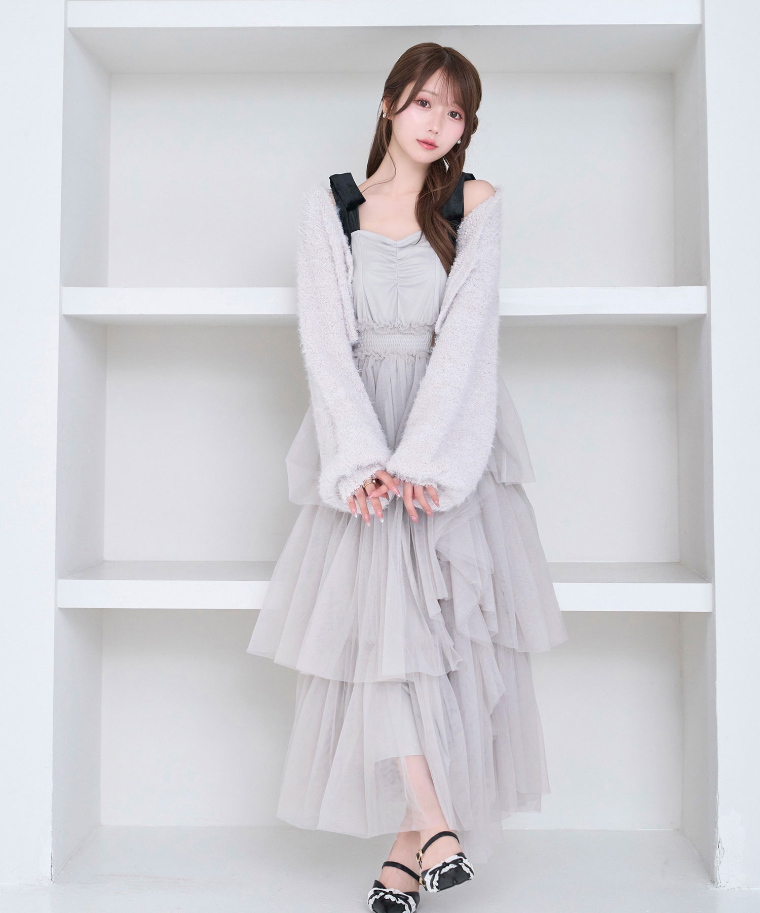 Asymme hem tulle cami dress