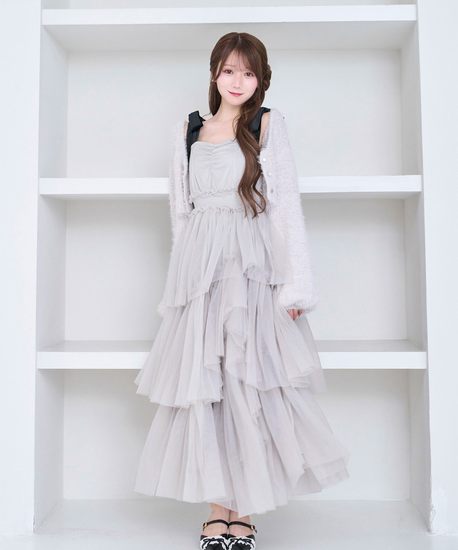Asymme hem tulle cami dress