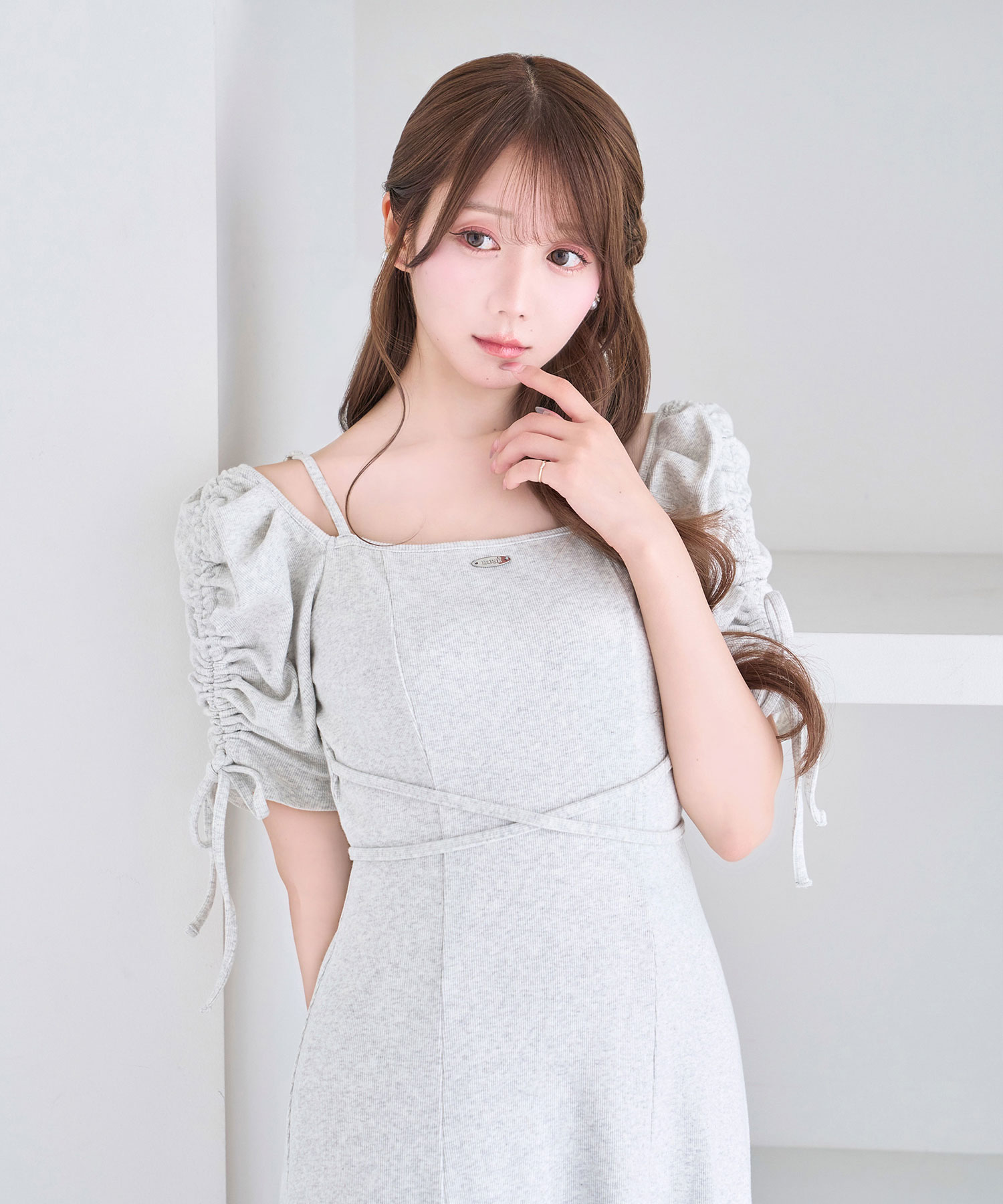 2way shirring sleeves dress