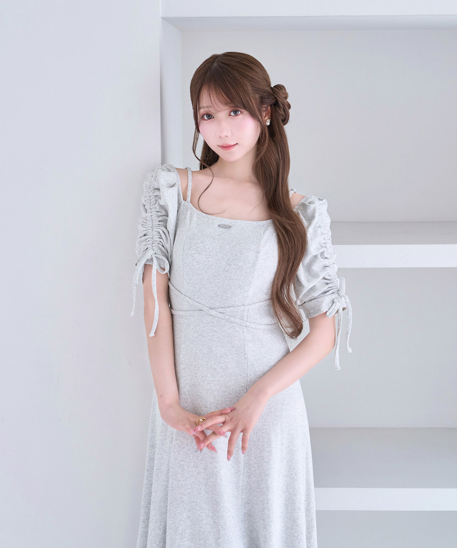 2way shirring sleeves dress