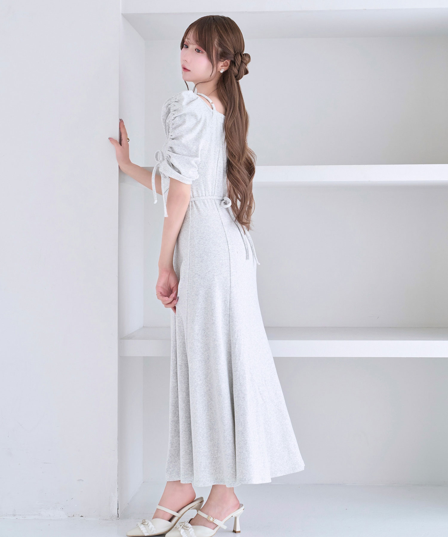 2way shirring sleeves dress