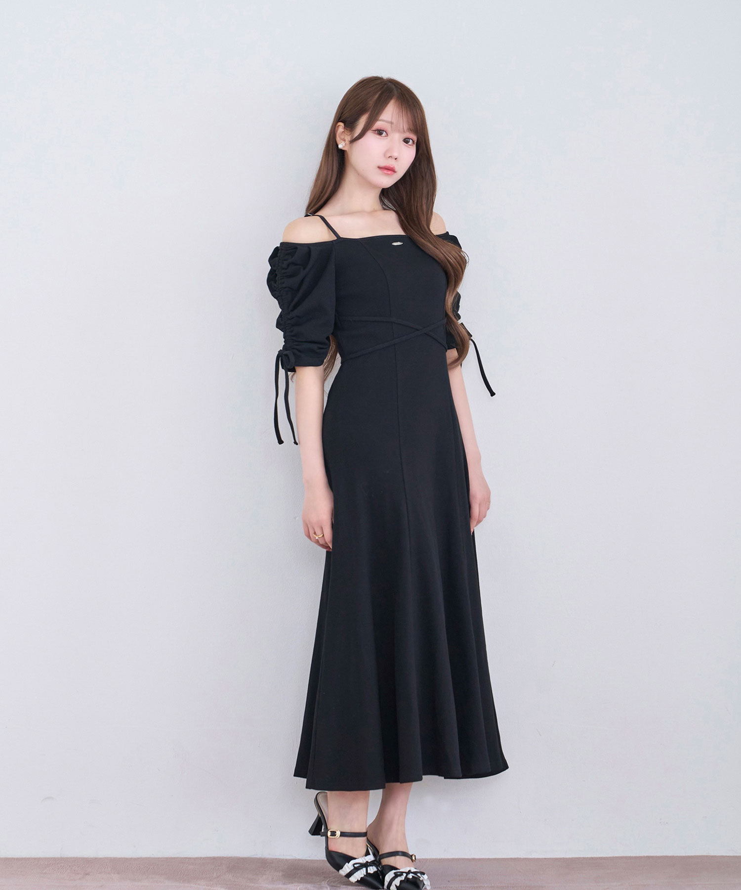 2way shirring sleeves dress
