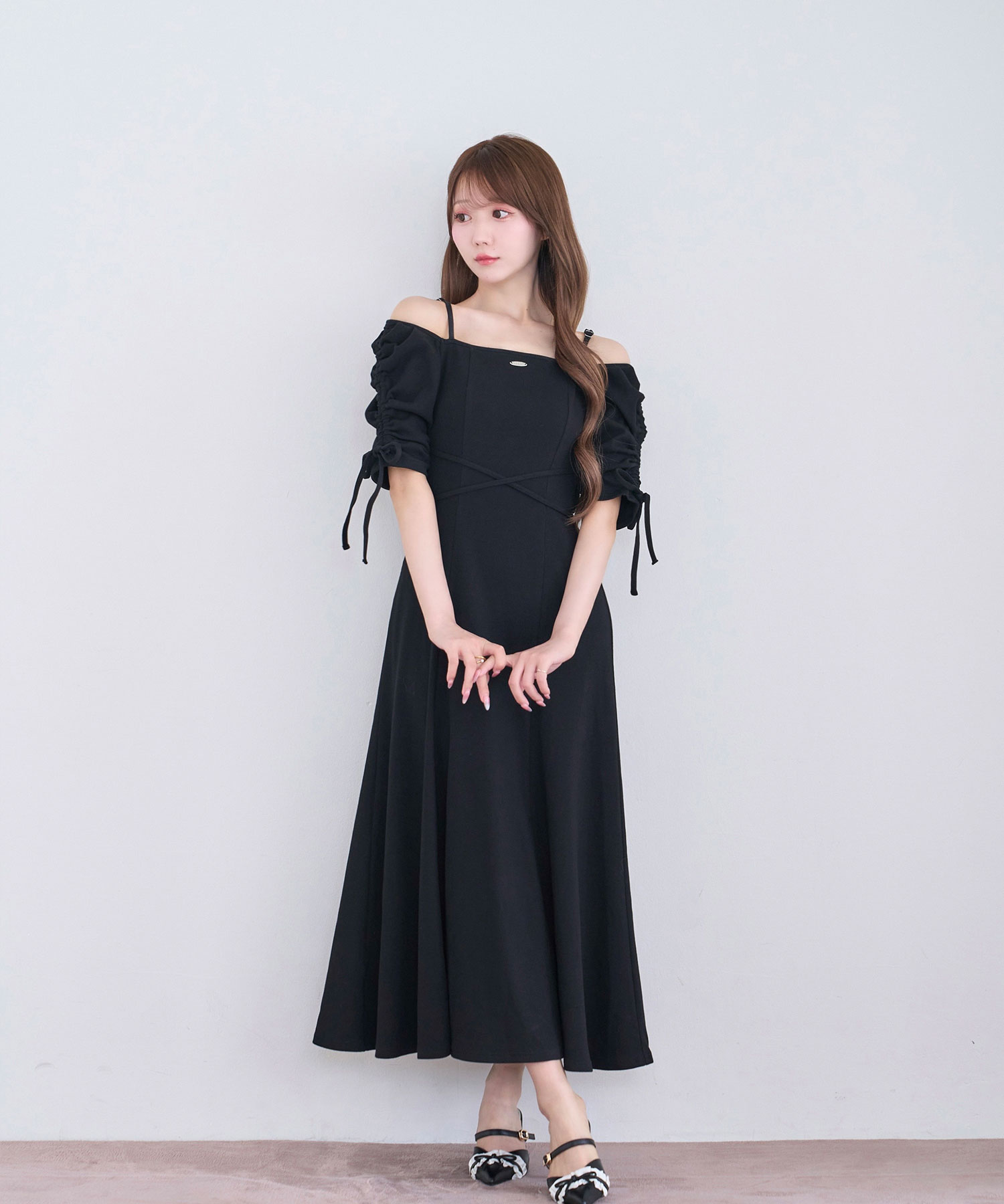 2way shirring sleeves dress