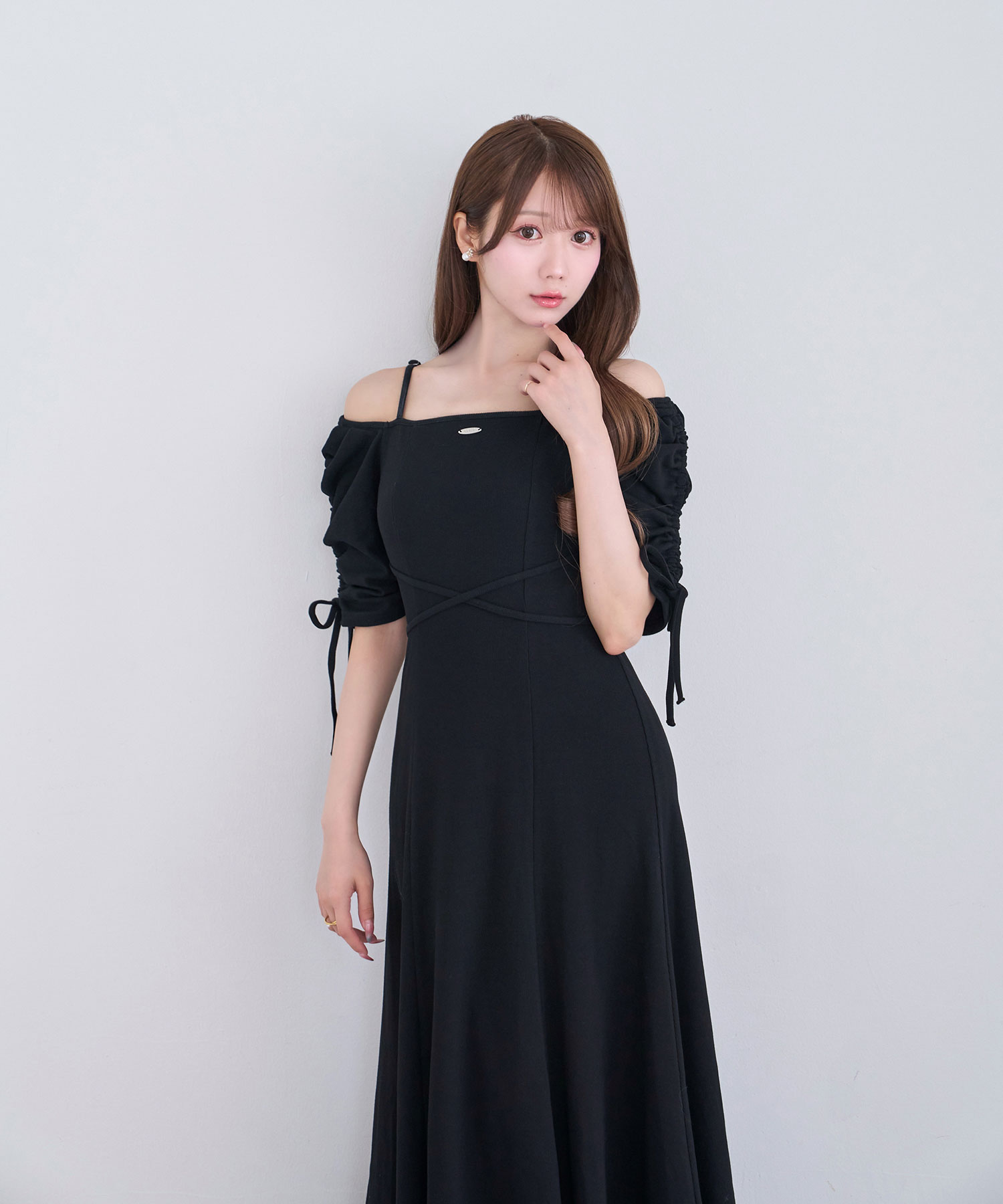 2way shirring sleeves dress