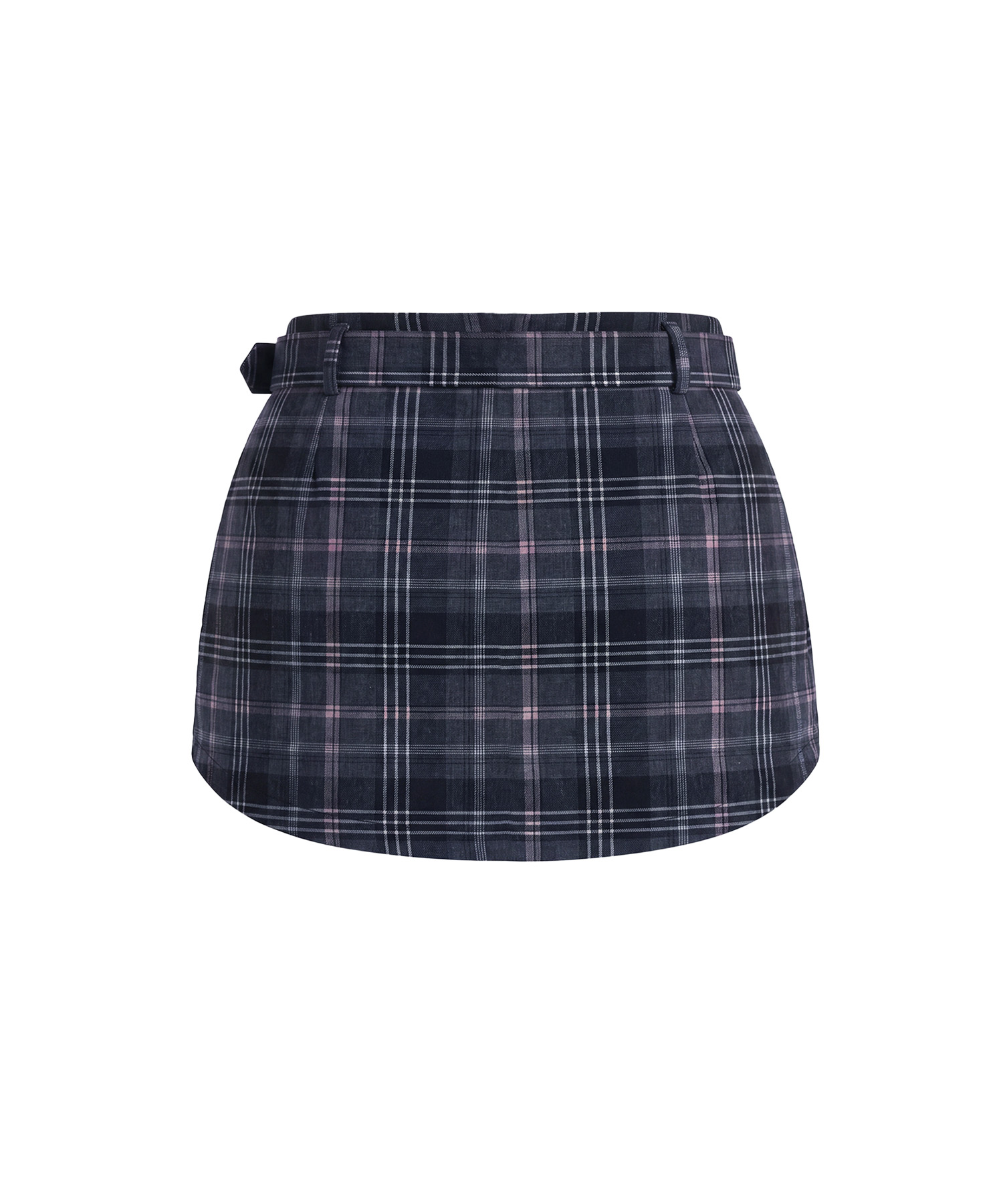 Low-rise check skirt