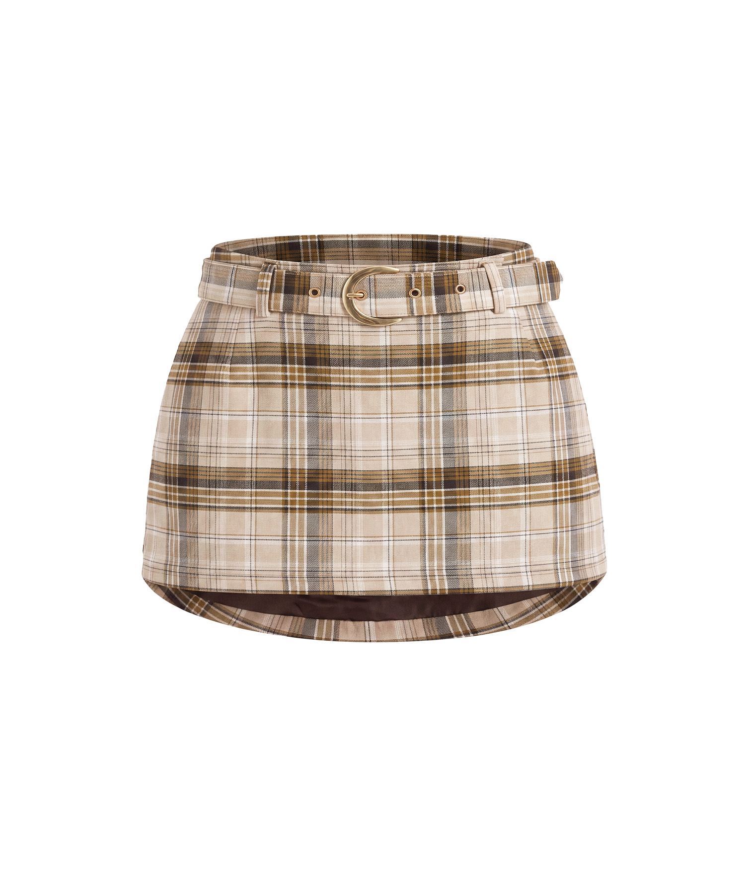 Low-rise check skirt