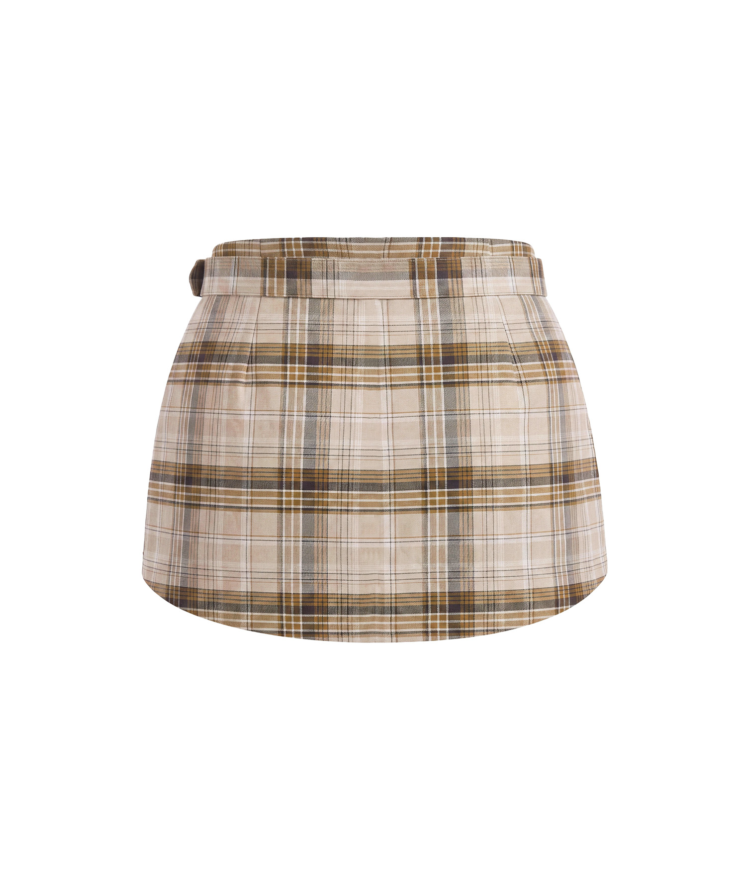 Low-rise check skirt