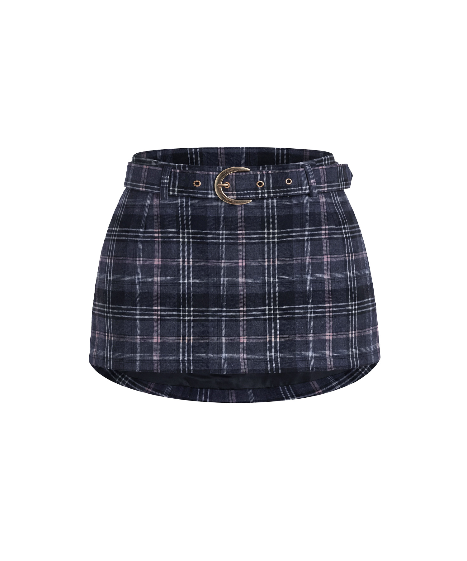 Low-rise check skirt