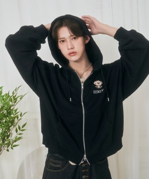 UNISEX バックロゴジップパーカー / ブラック