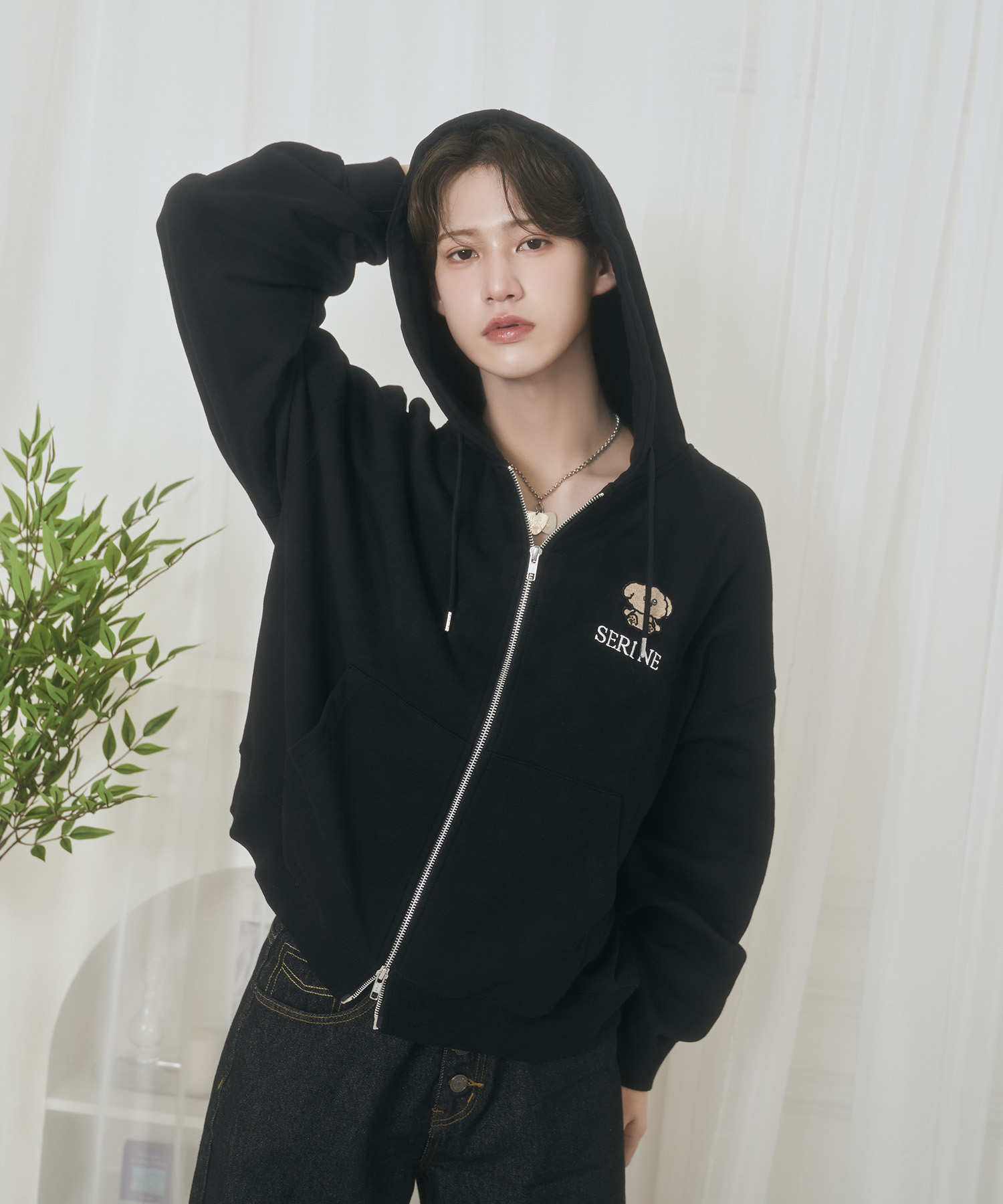 UNISEX バックロゴジップパーカー / ブラック