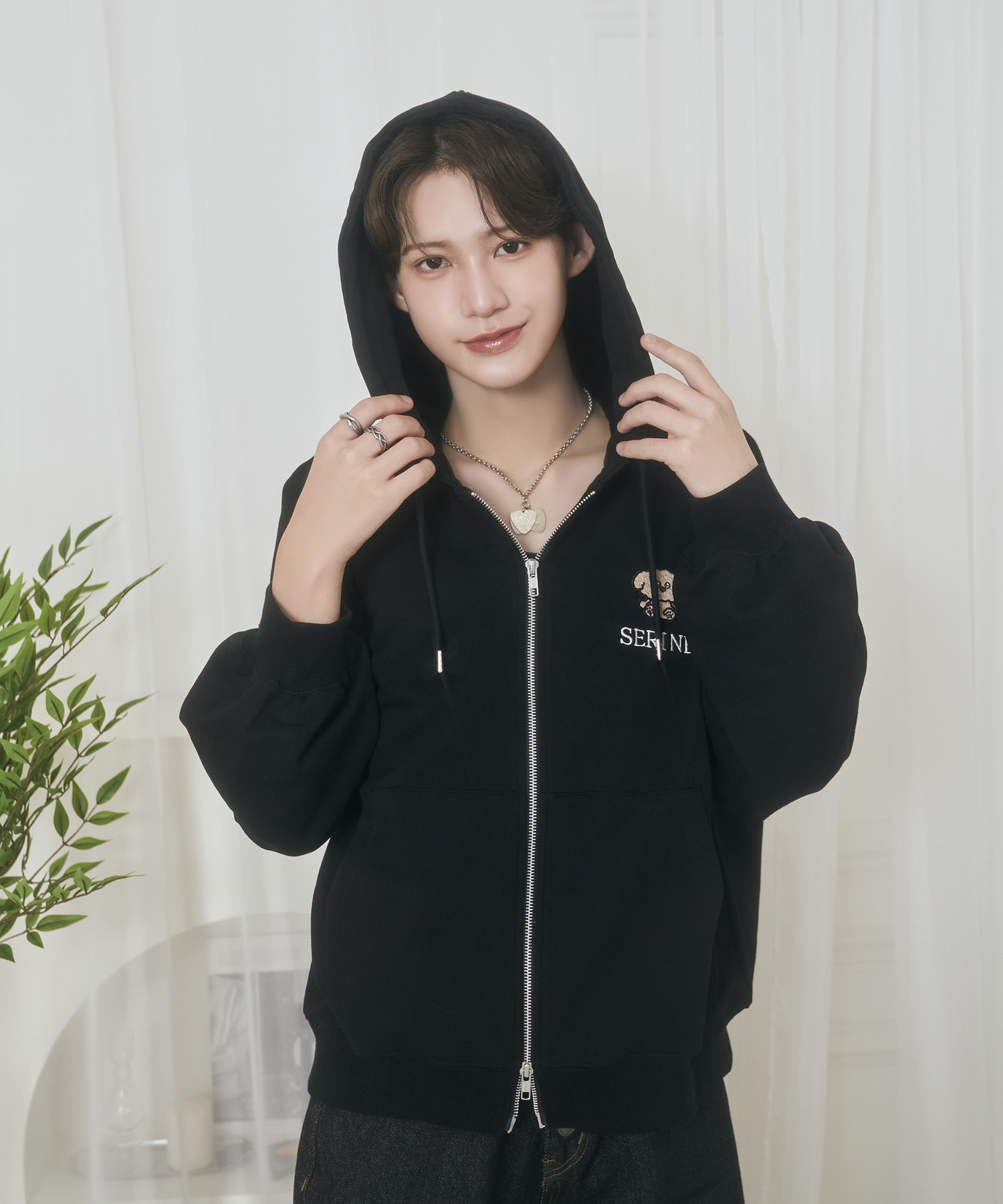 UNISEX バックロゴジップパーカー / ブラック
