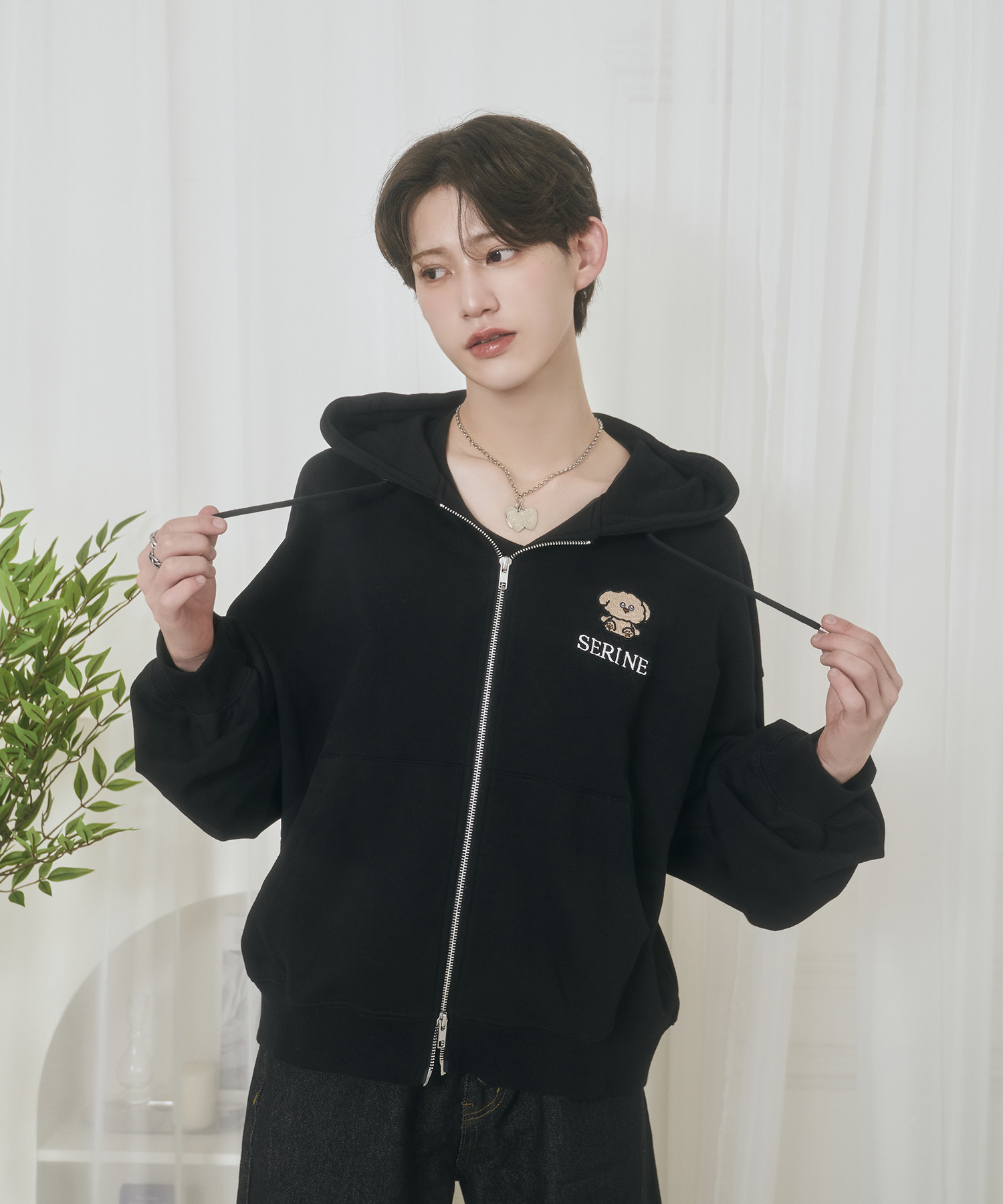 UNISEX バックロゴジップパーカー / ブラック