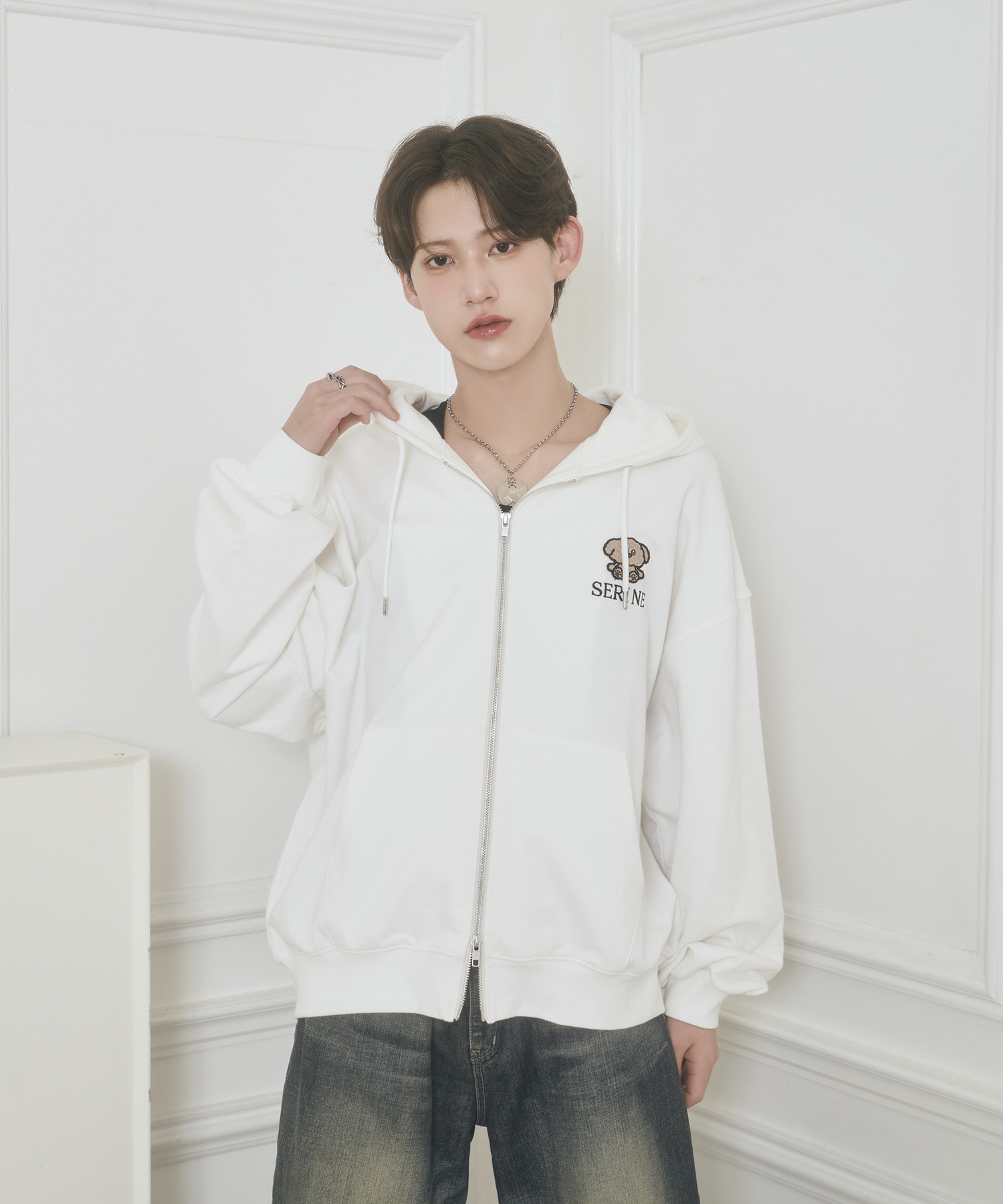 UNISEX バックロゴジップパーカー / ホワイト