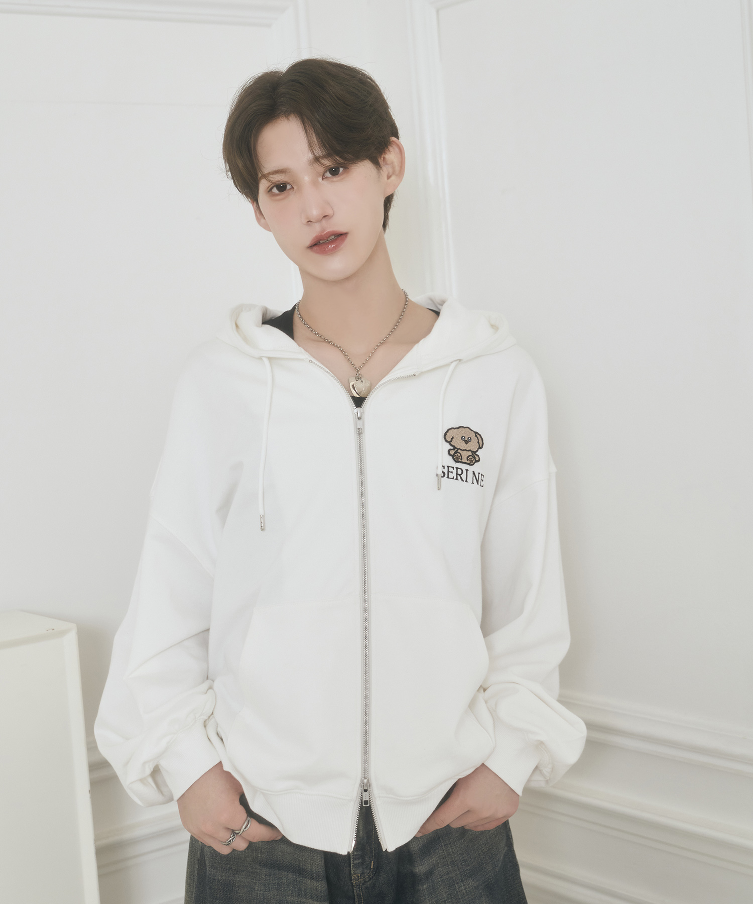 UNISEX バックロゴジップパーカー / ホワイト