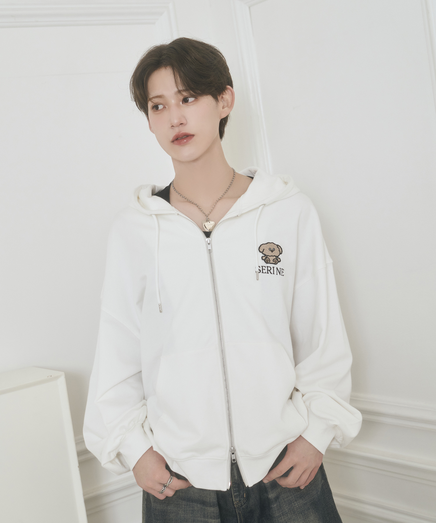 UNISEX バックロゴジップパーカー / ホワイト