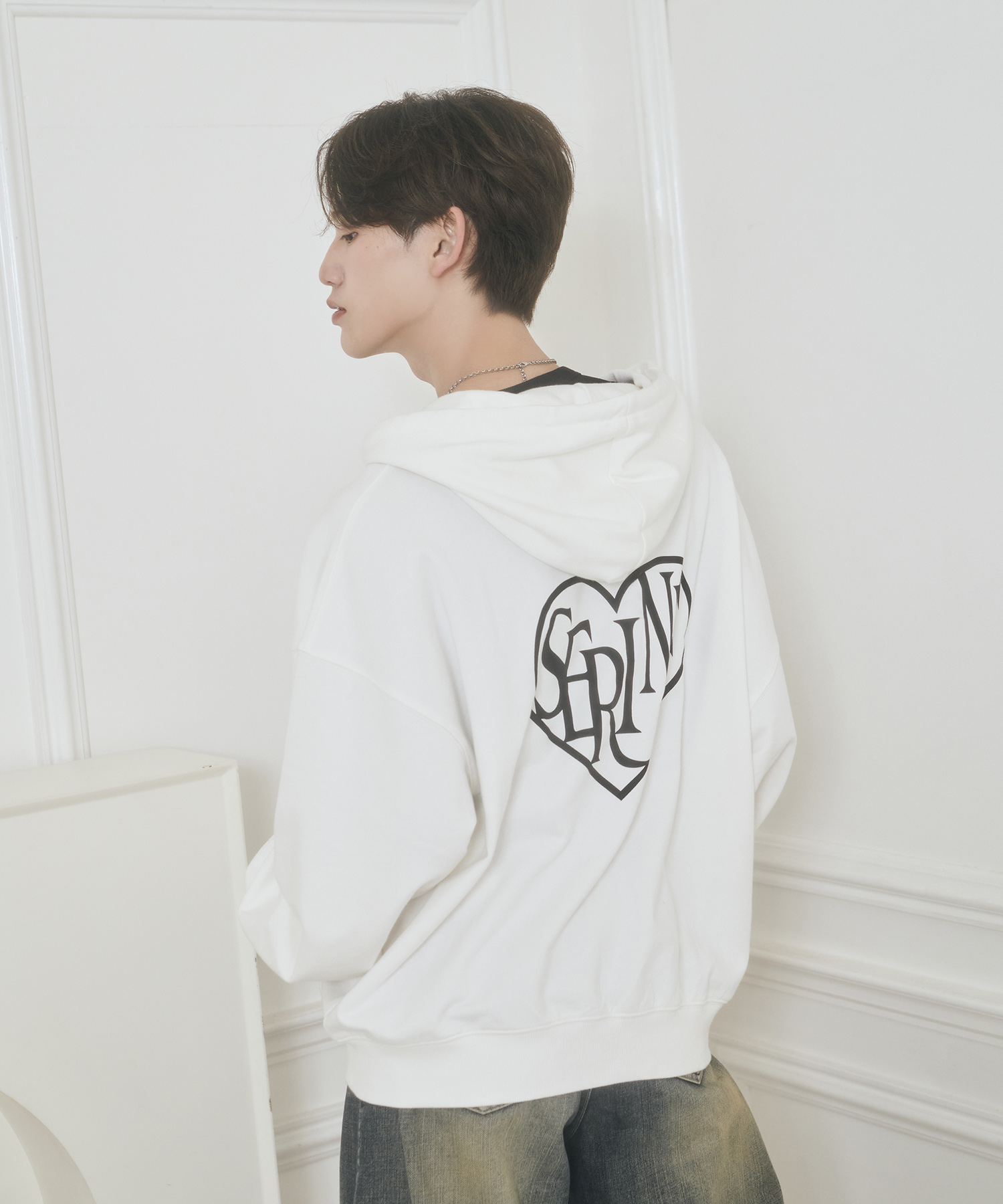 UNISEX バックロゴジップパーカー / ホワイト
