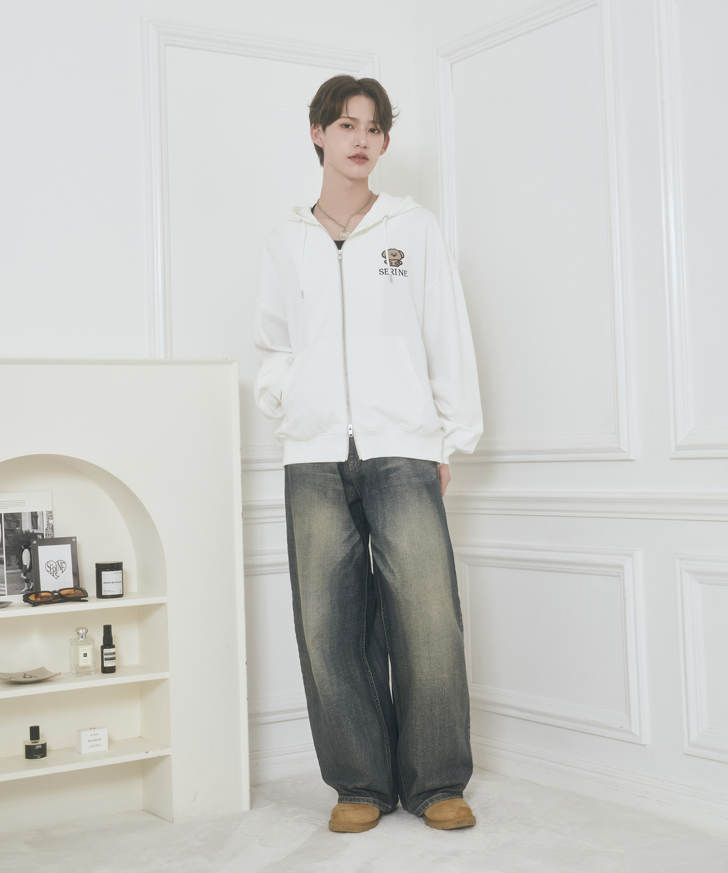 UNISEX バックロゴジップパーカー / ホワイト