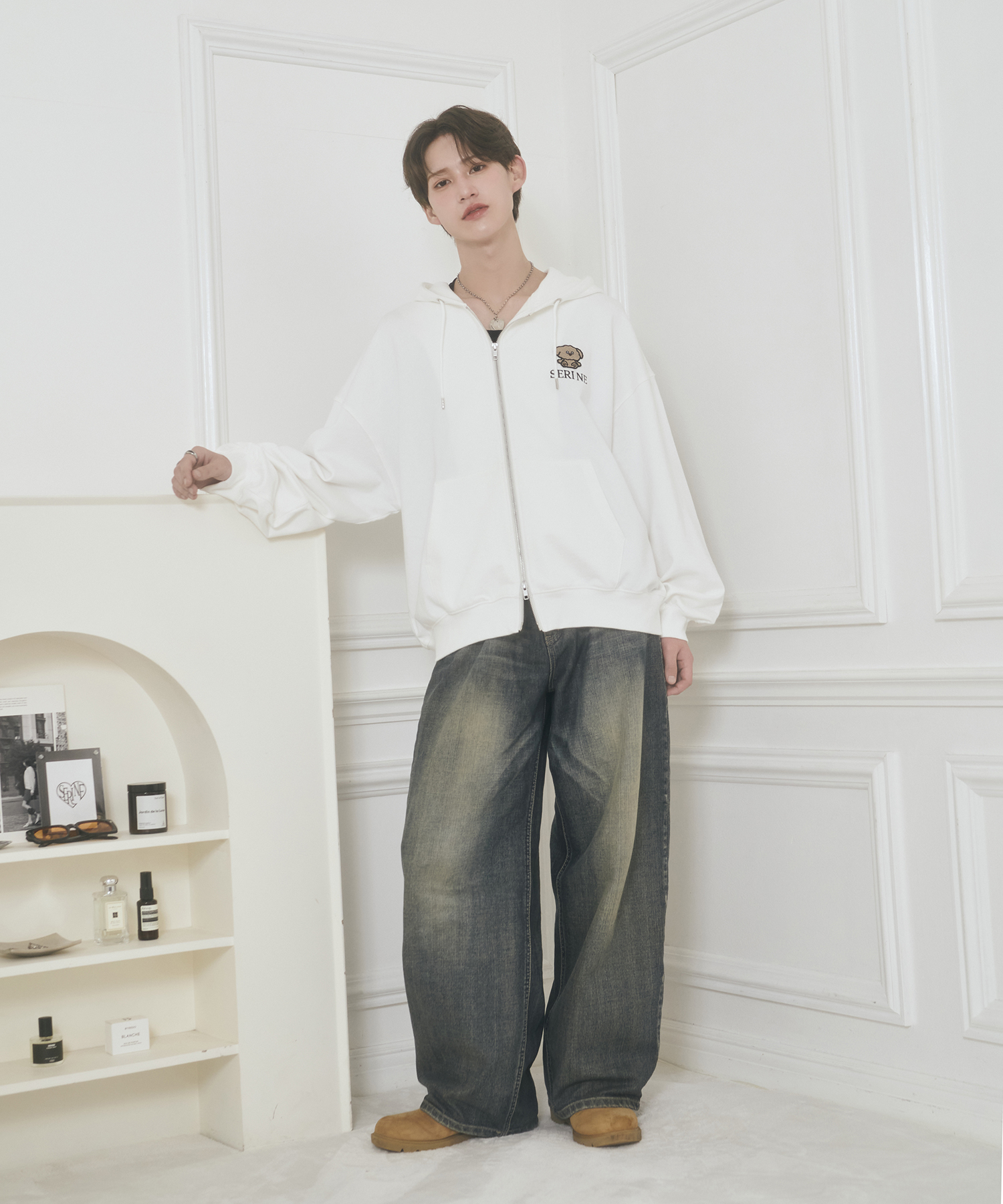 UNISEX バックロゴジップパーカー / ホワイト