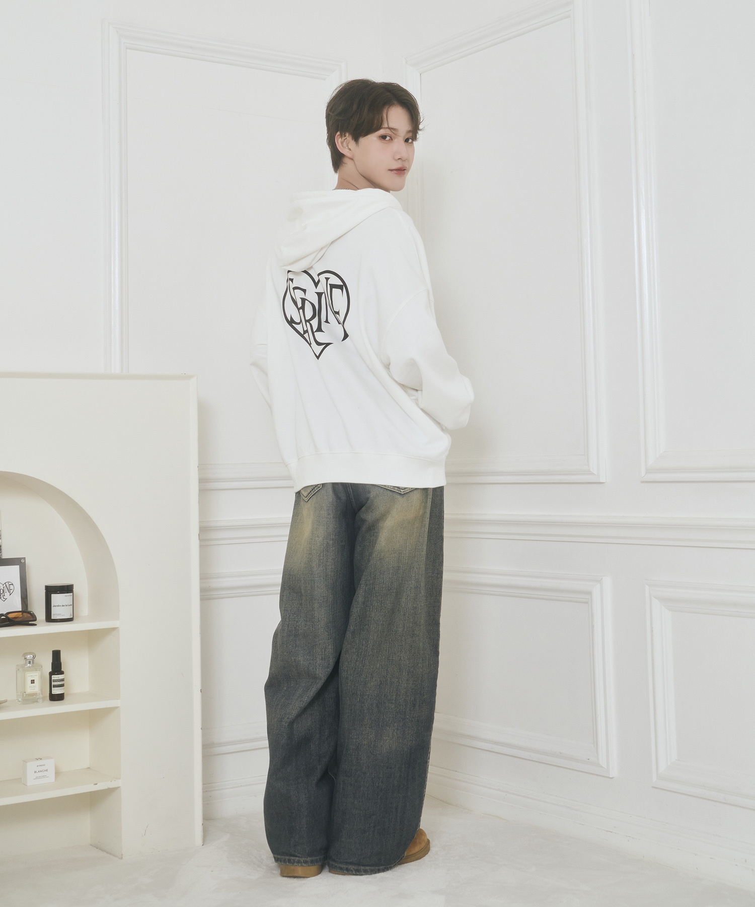 UNISEX バックロゴジップパーカー / ホワイト