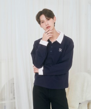 UNISEX Wカラーポロシャツ / ネイビー