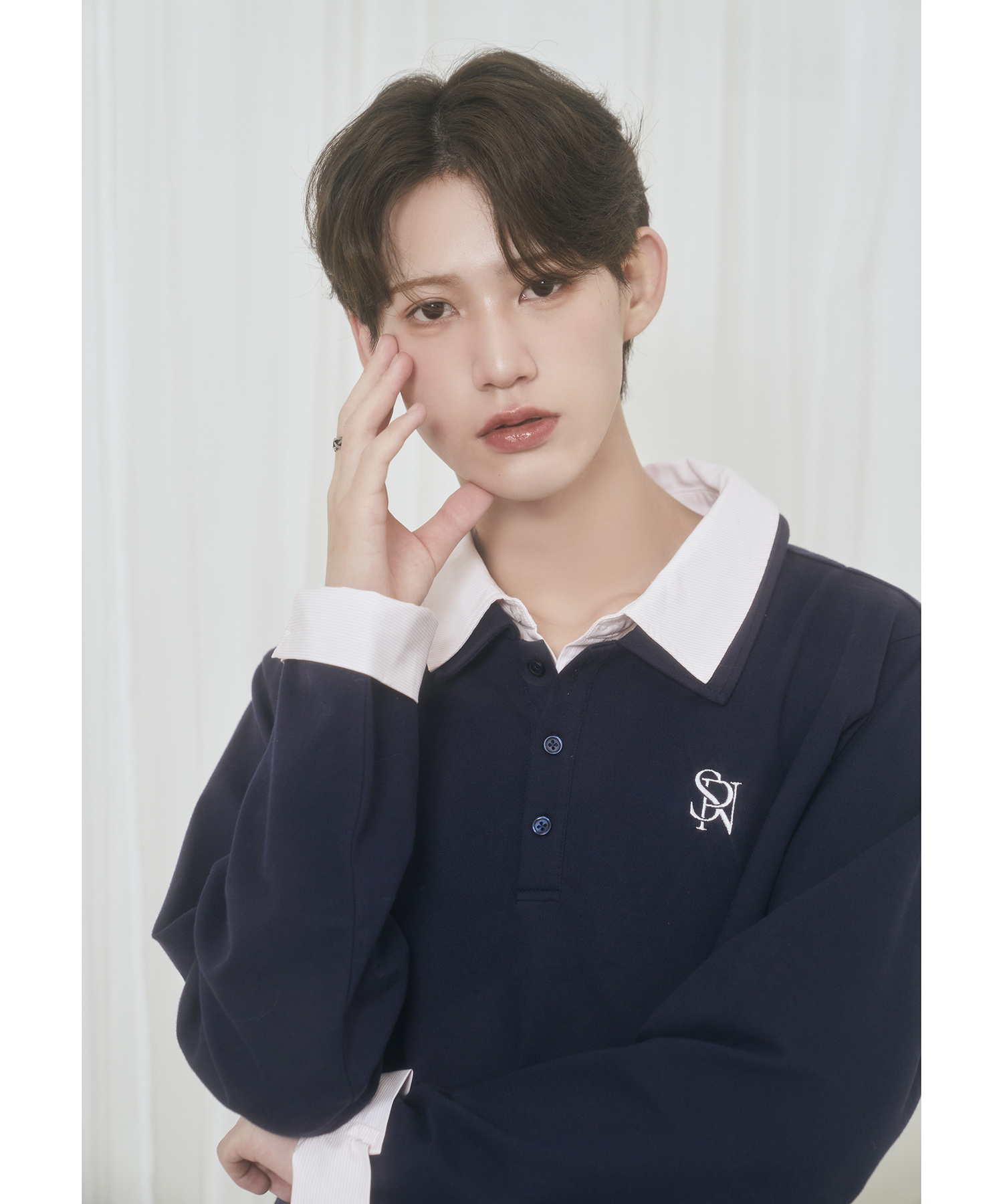 UNISEX Wカラーポロシャツ / ネイビー