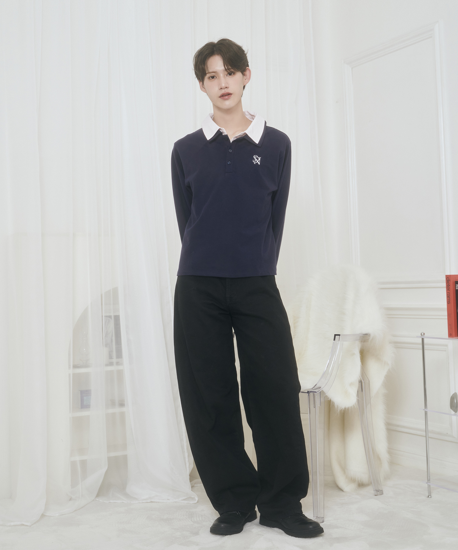 UNISEX Wカラーポロシャツ / ネイビー